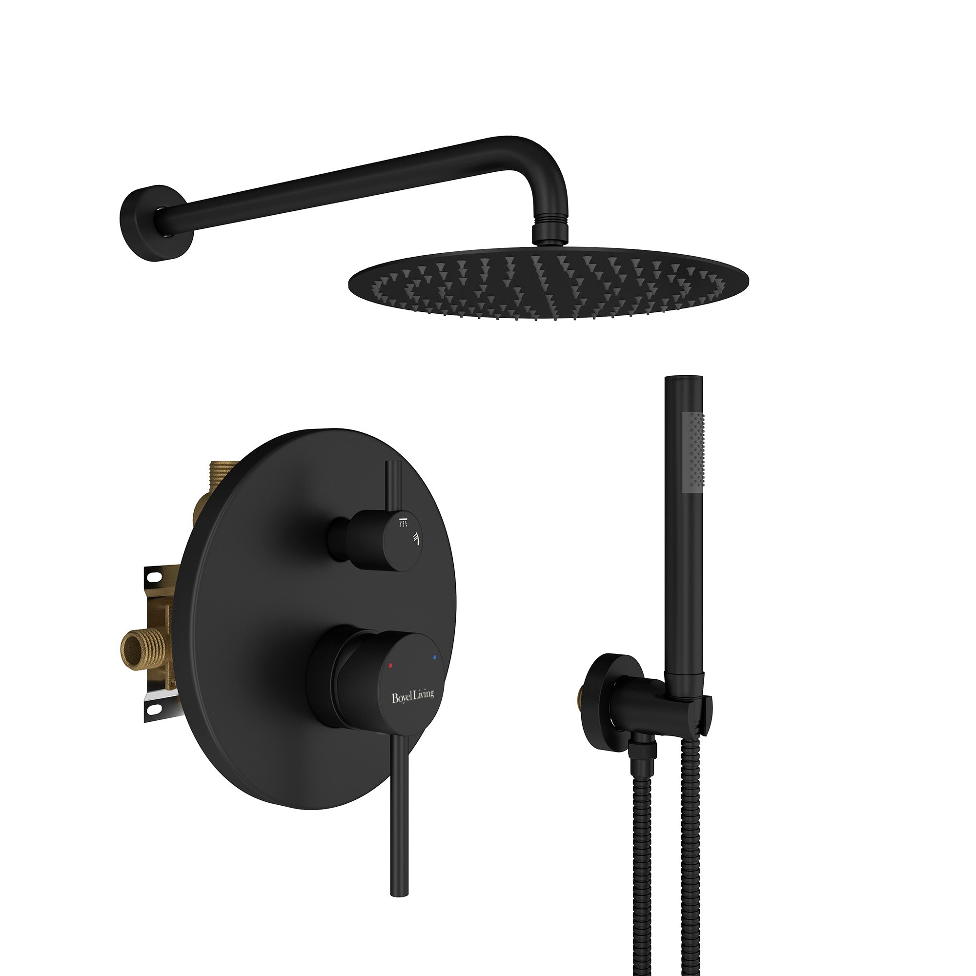 Boyel Living MS-A1605-MB 1-Spray Patterns 10 in. Dual Shower Head and Handheld Shower Head in Matte Black