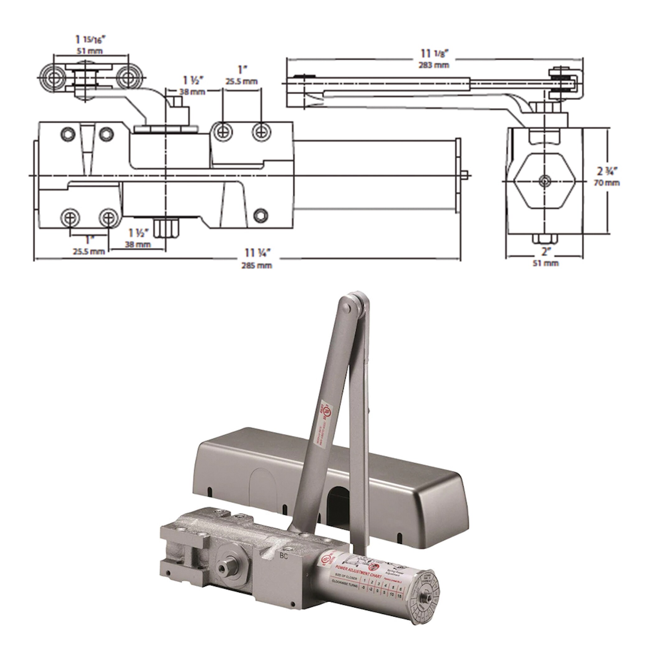 Delaney Hardware Grade 1 Aluminum Commercial Door Closer 608840 Sansujyuku sansujyuku.com