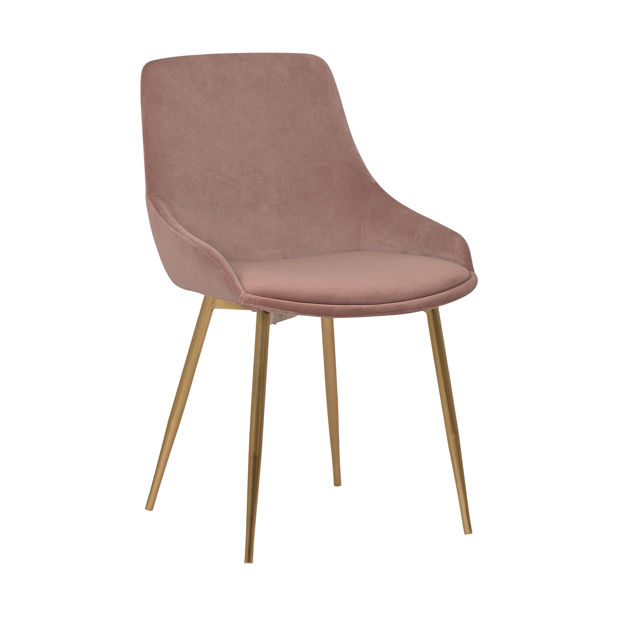 Armen Living LCHESIGLDPNK Heidi Contemporary/Modern Velvet Upholstered Dining Side Chair (Metal Frame)