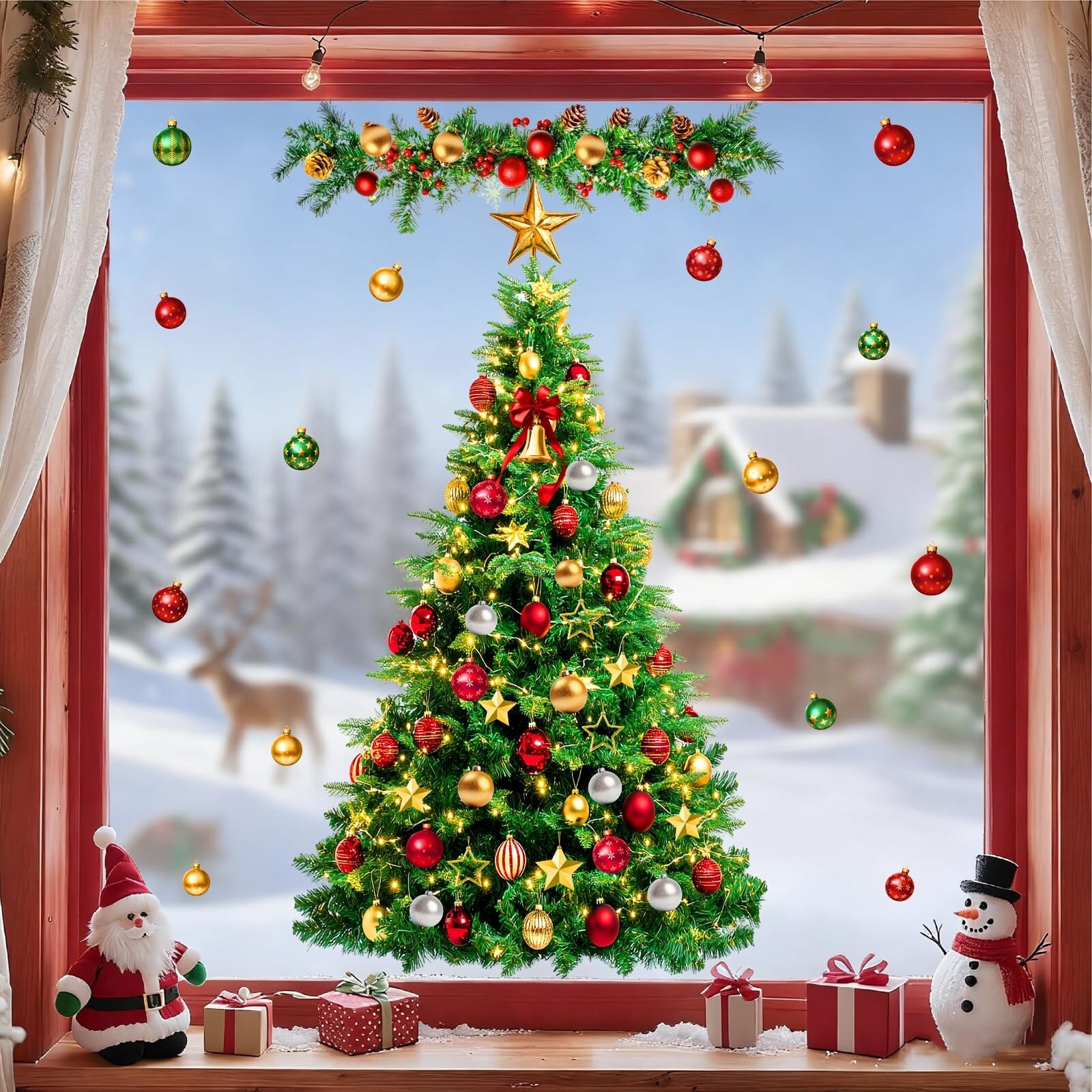LAIFUCAM Large Christmas Tree Wall Decals Peel and Stick Set Removable ...