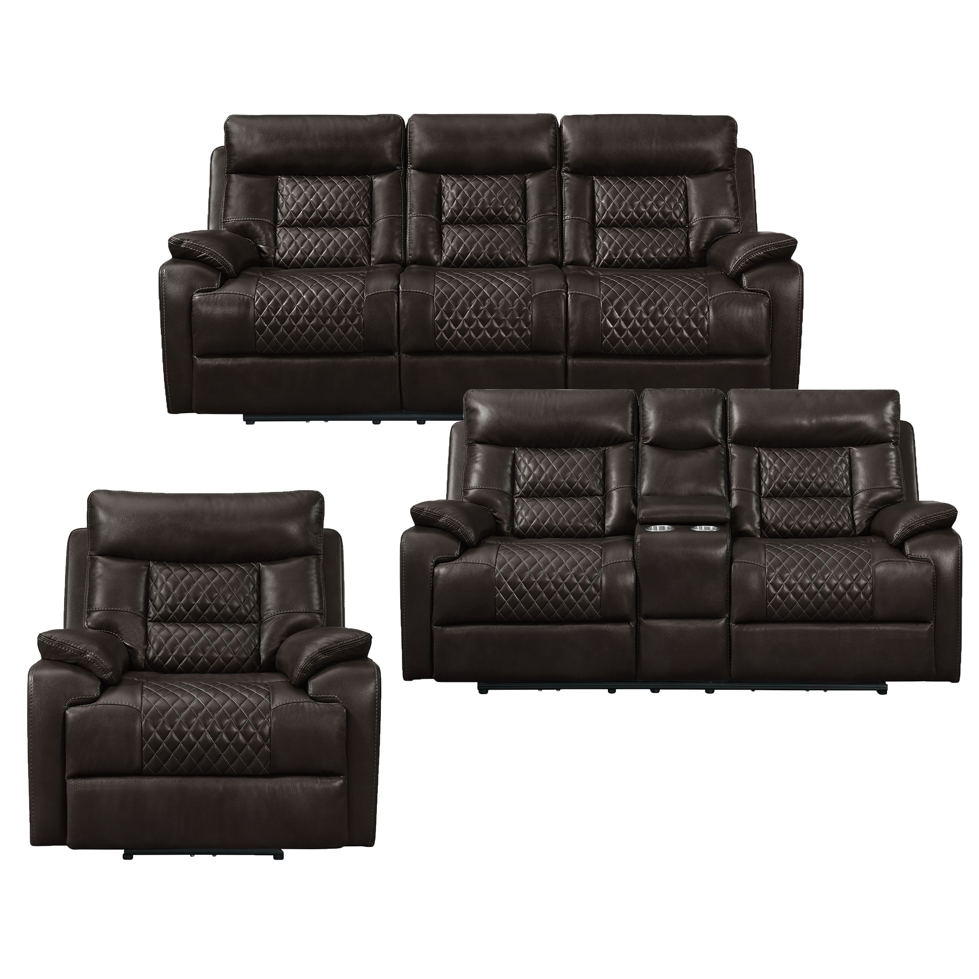 Picket House Furnishings U-4760-8200-3PC Campo Modern 3 -Piece Polyester/Polyester blend Brown Living Room Set