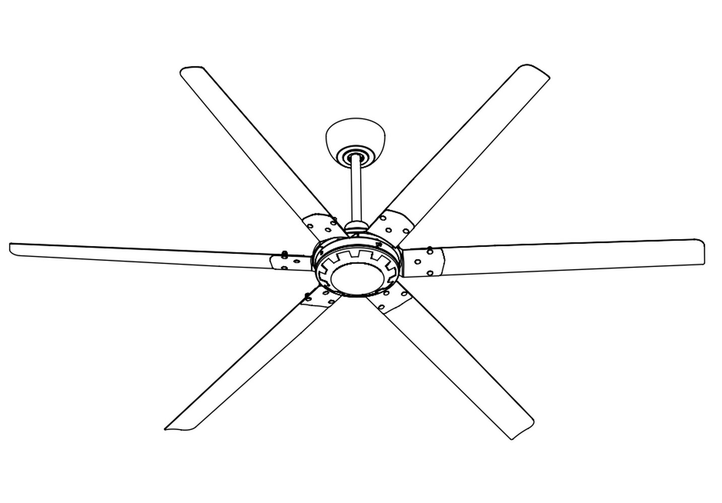 iLIVING HVLS 6 Blades 120-in Black Indoor/Outdoor Propeller Ceiling Fan ...