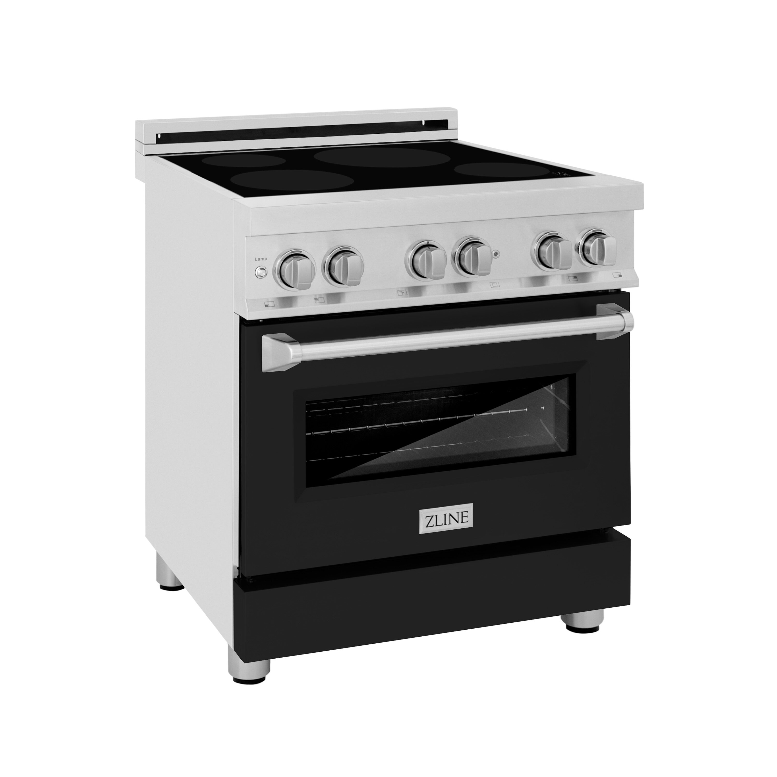 ZLINE KITCHEN & BATH RAIND-BLM-30 Legacy 30-in 4 Burners 4-cu ft Manual Cleaning Convection Oven Freestanding Single Induction Range (Stainless Steel with Black Matte Door)