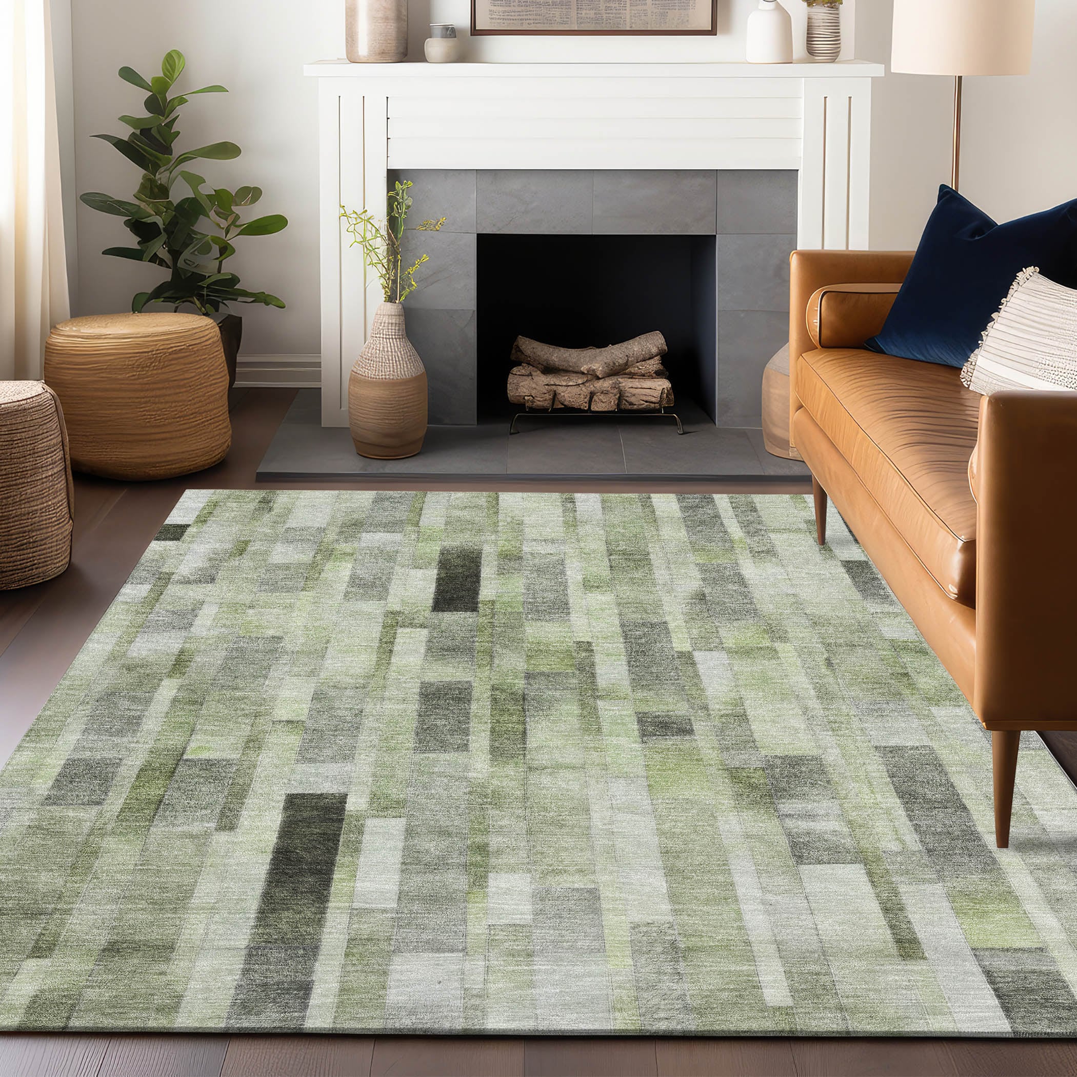 Addison Rugs ACN1630GE5X8 Chantille ACN1630GE 5 x 7 (ft) Loomed Green Rectangular Indoor/Outdoor Machine washable Pet Friendly Area rug