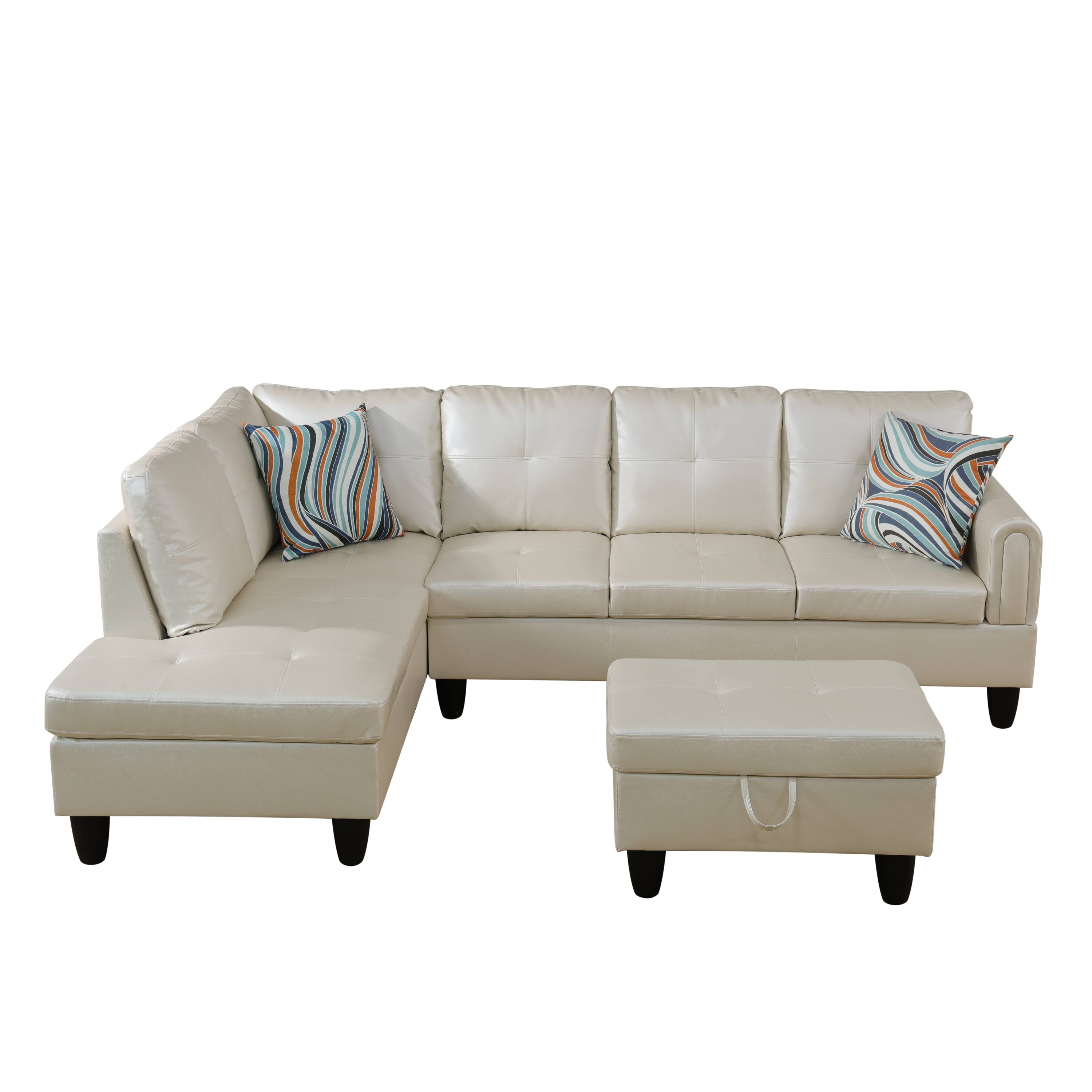 Siavonce XH9729A 66.5-in Modern Peaerl White Faux leather Sofa