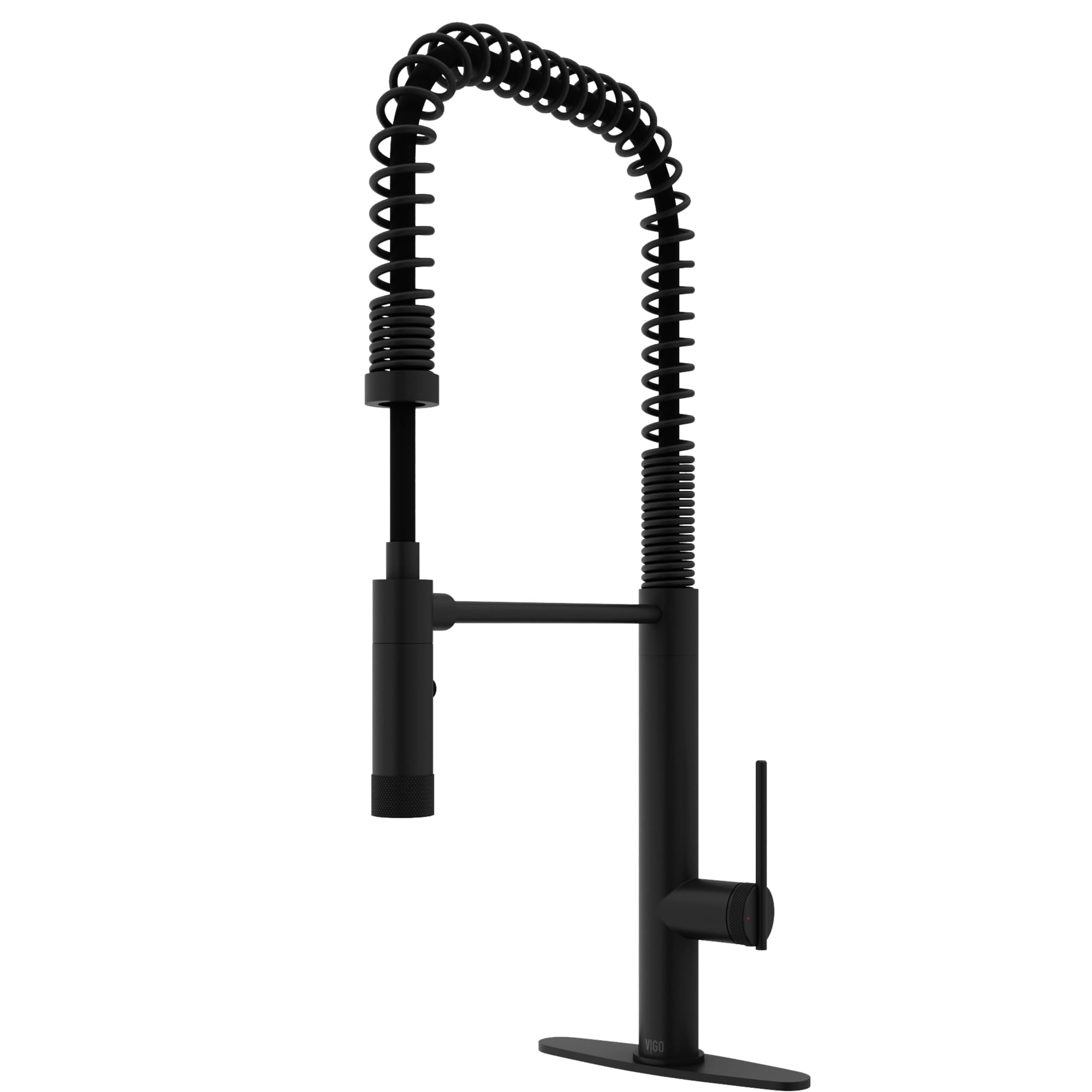 VIGO VG02037MBK1 Sterling Matte Black Single Handle Deck-mount Pull-down Kitchen Faucet with Sprayer ( Deck Plate Included )