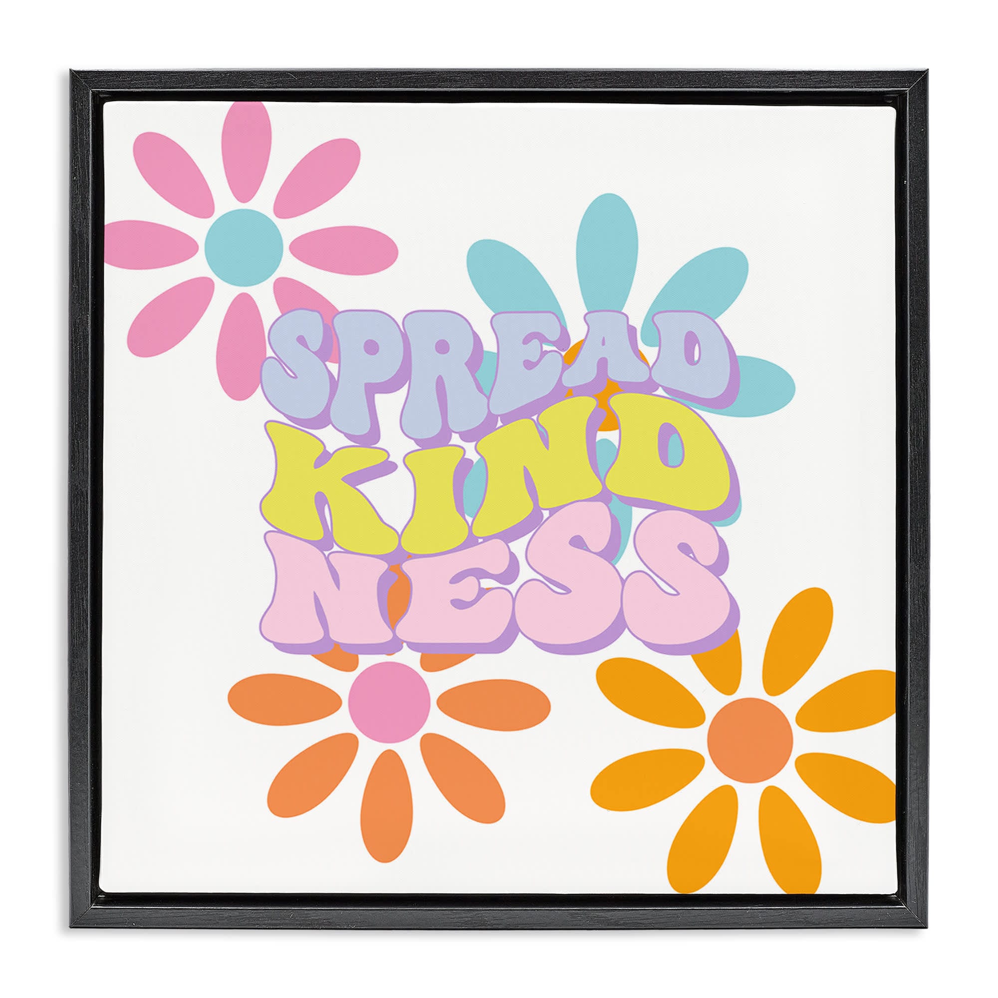 Stupell Industries BS-422-FFB-17X17 Groovy Spread Kindness Black Framed Floater Canvas Wall Art By Jesse Keith 18 x 18