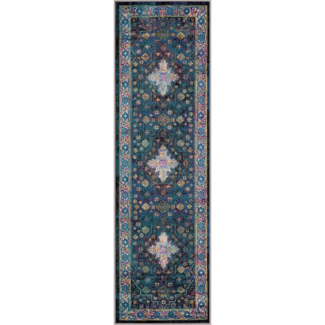 Couristan Gypsy 2 X 7 Ultramarine Mocha Indoor Fl Botanical Runner Rug In The Rugs Department At Lowes Com