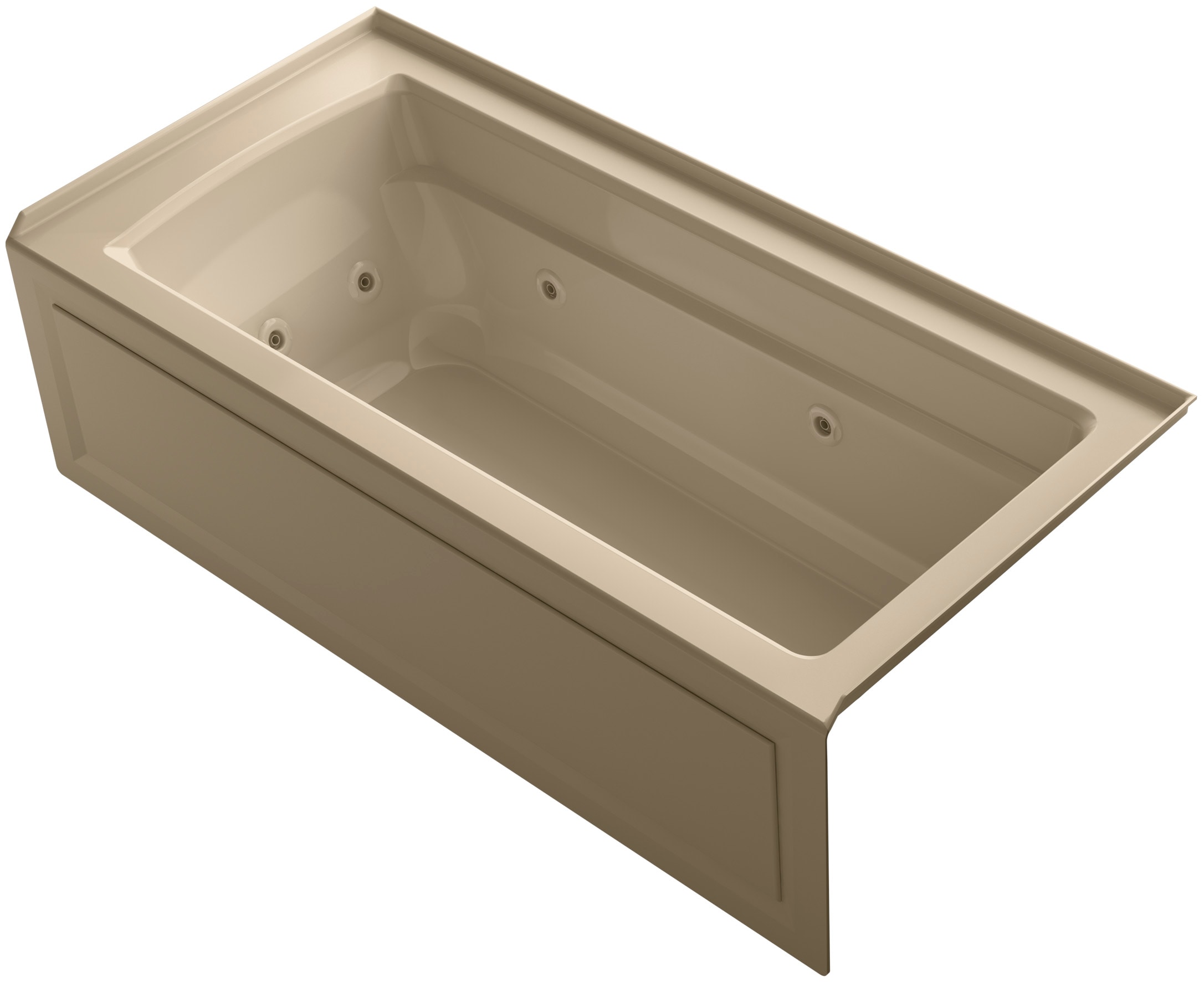 KOHLER 1949-HRA-33 Archer 32-in x 66-in Mexican Sand Acrylic Alcove Whirlpool Tub (Right Drain)