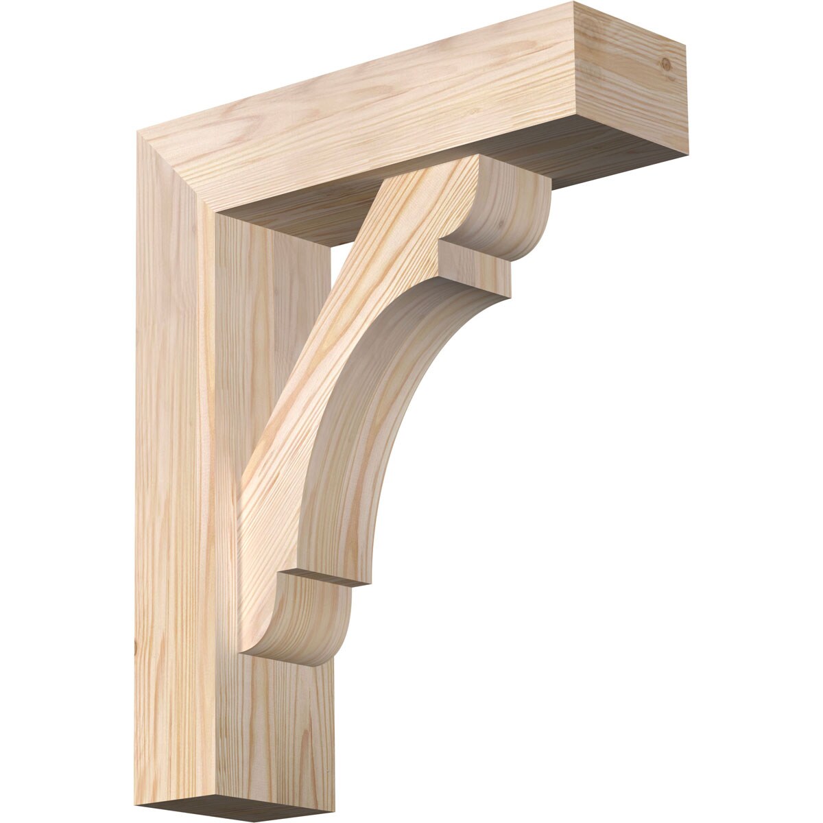 Ekena Millwork 1463735 Olympic block smooth bracket with offset brace Douglas Fir Wood Standard Bracket