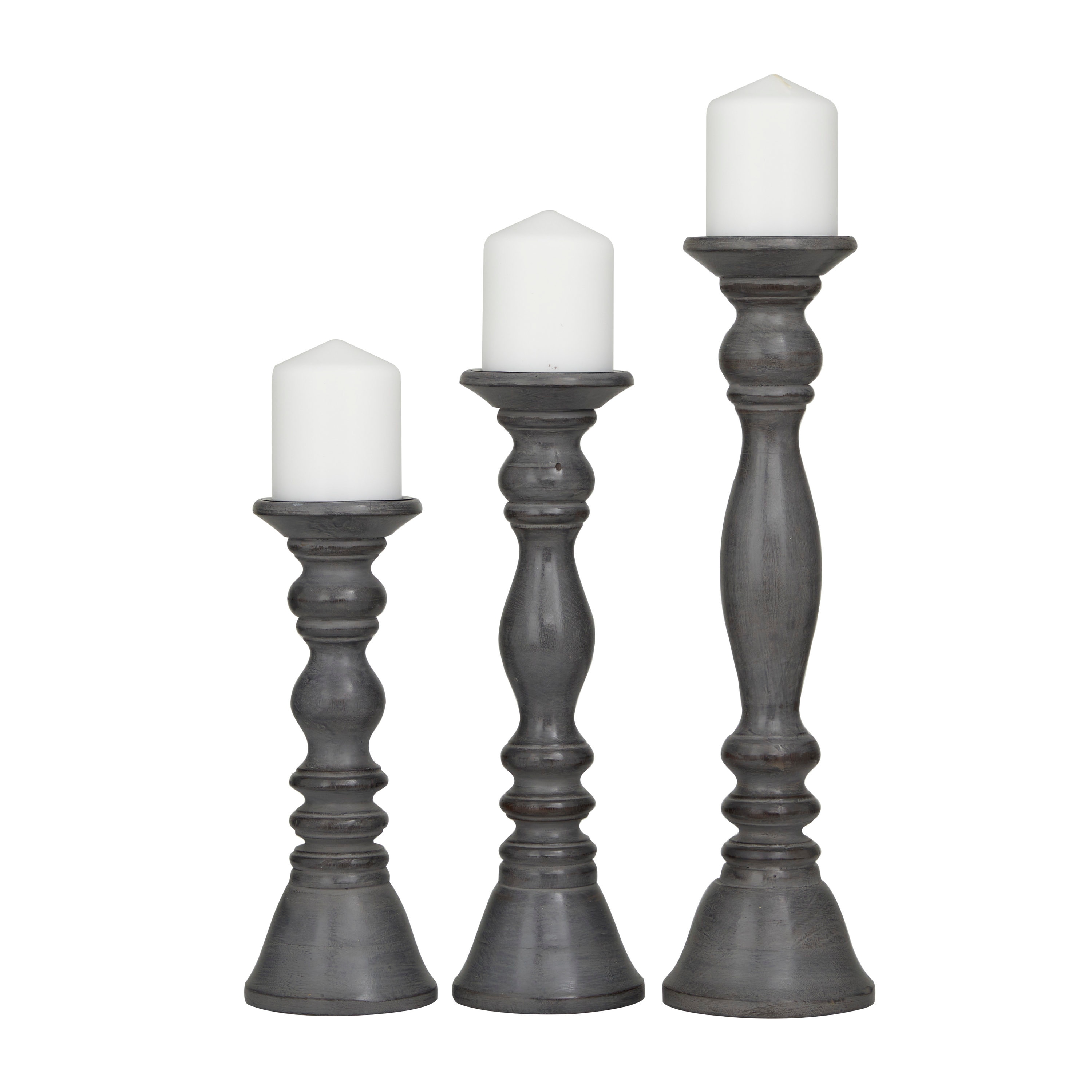 Grayson Lane 74625 3 Candle Wood Pillar Candle Holder