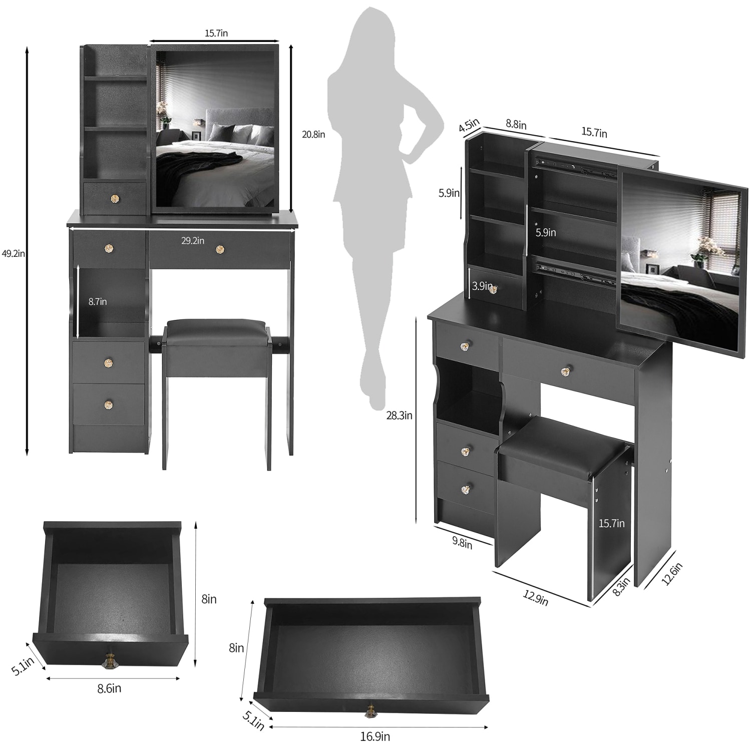 Streamdale Furniture W936P202257 Bedroom-Vanities - View #2