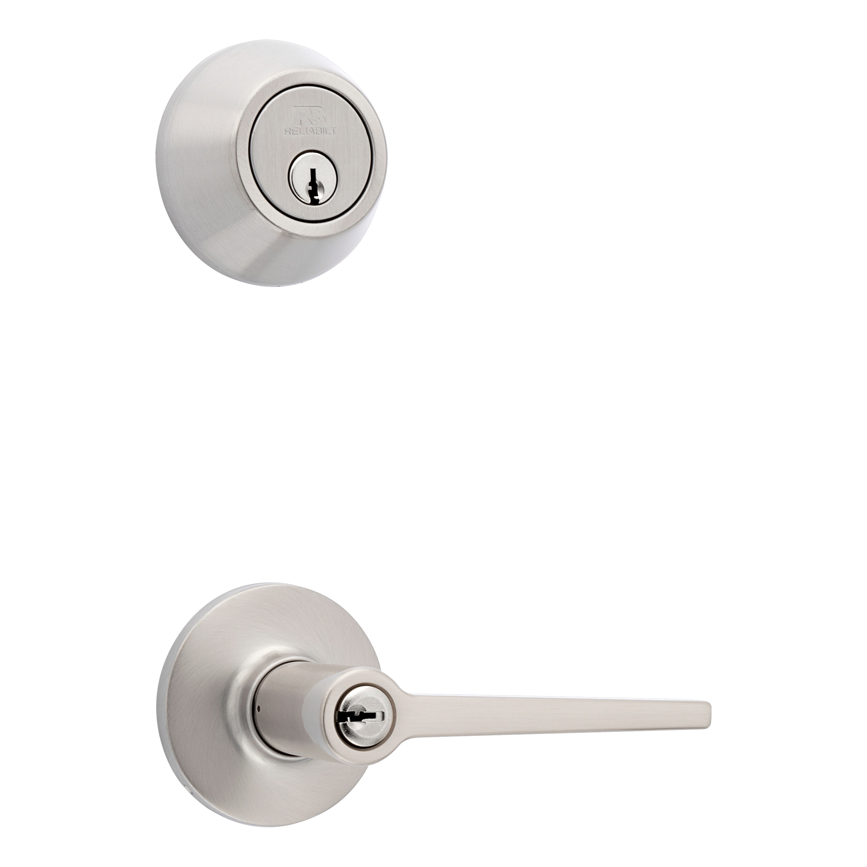 RELIABILT 93670-013 Dallas Satin Nickel Single-Cylinder Deadbolt Exterior Keyed entry Door Handle Combo pack
