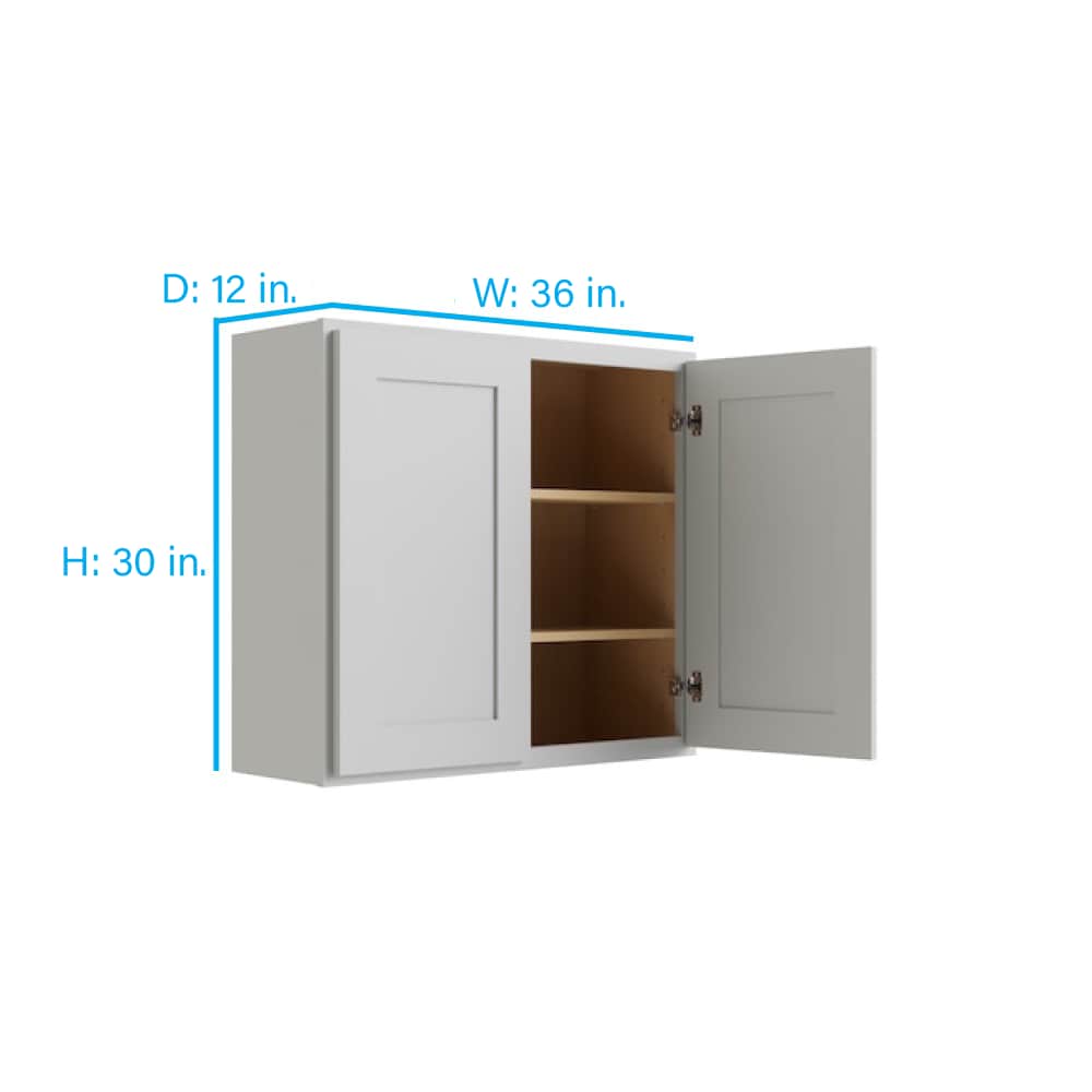 RELIABILT Parkstone 36-in W x 30-in H x 12-in D Grey Wall Fully Assembled Plywood Cabinet (Shaker Door Style)