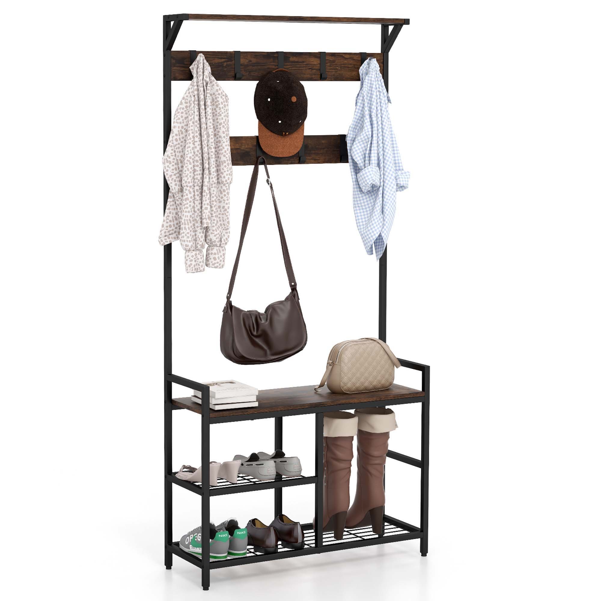 Goplus LWS00498 Brown 9 -Hook Coat stand