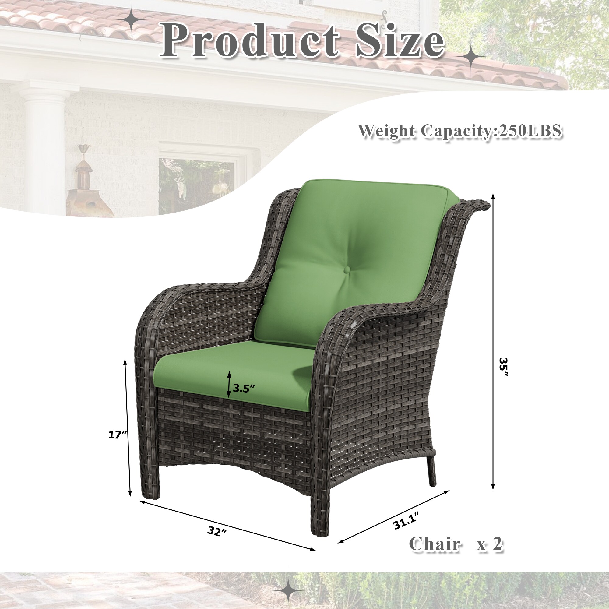 Gardenbee HGL-M08-GRN Patio-Chairs - View #3