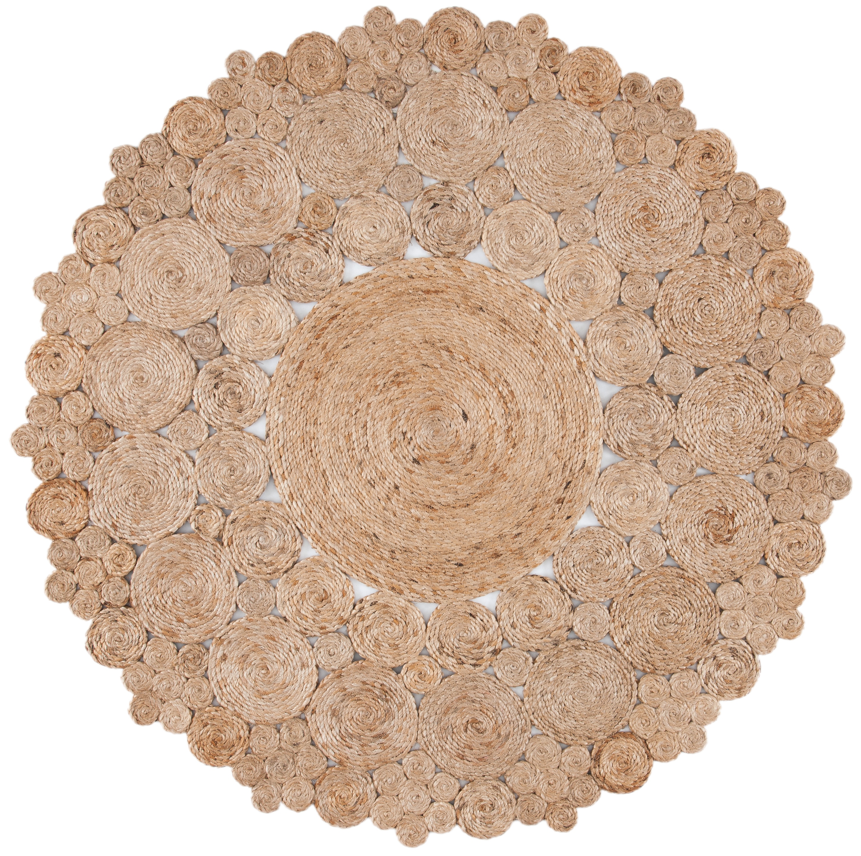 Boho Charm Hand-Knotted Natural Jute 5' Round Area Rug