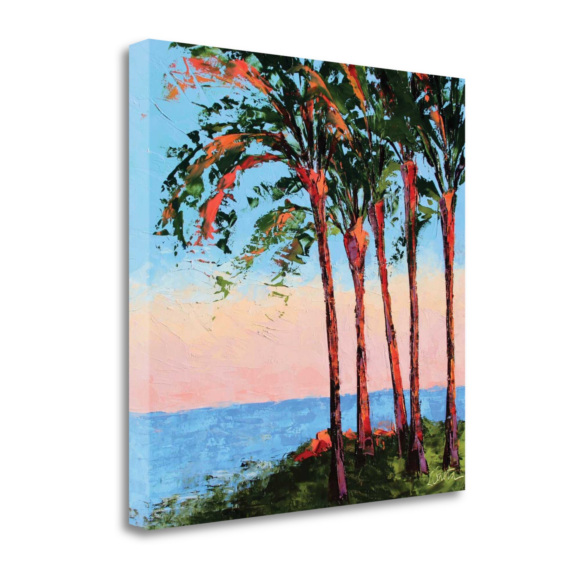 Tangletown Fine Art SBLT1416-2828C Waiting For Sunset Leslie Seata 28-in H x 28-in W Coastal Print on Canvas