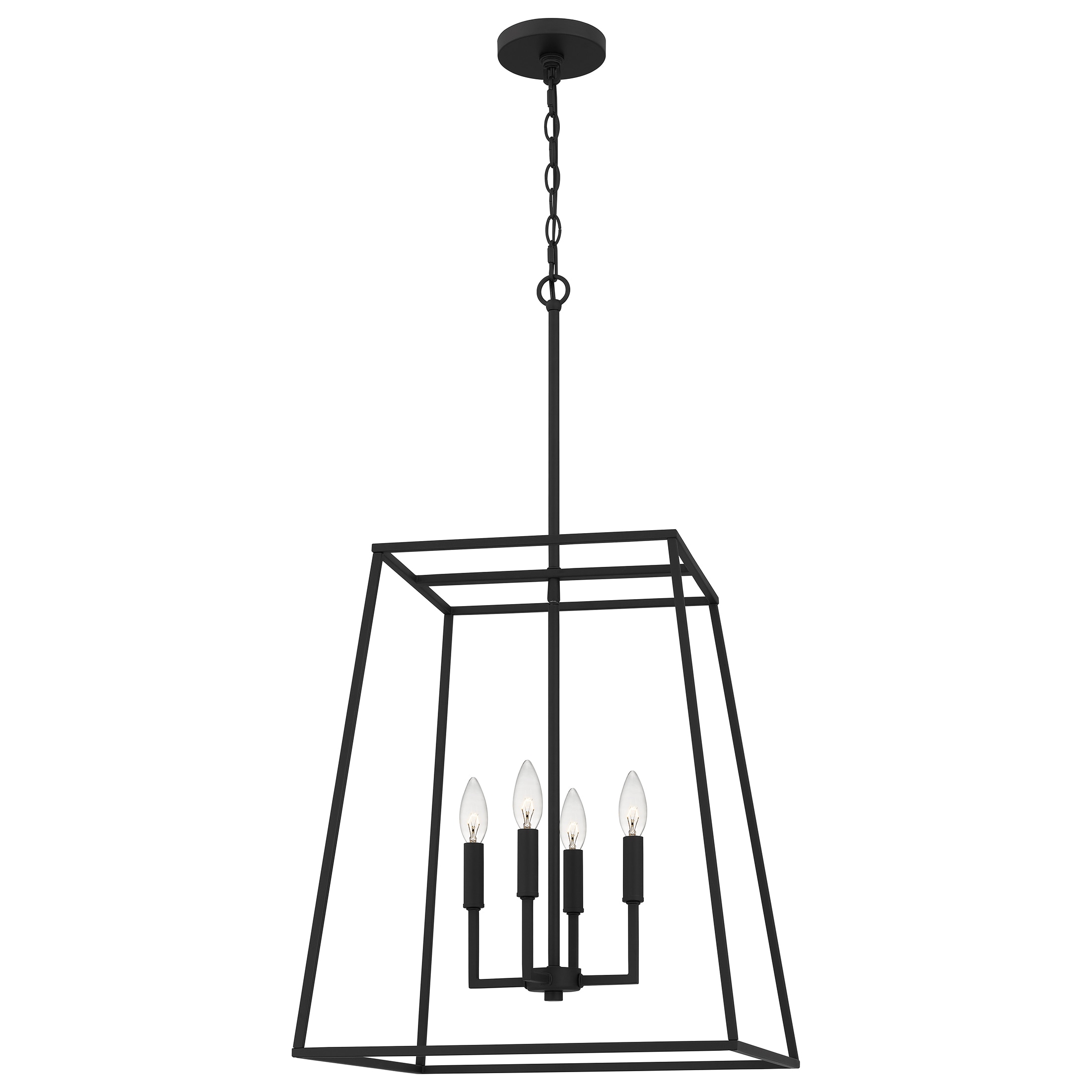 Quoizel PRC2818MBK Prescott 4-Light Matte Black Transitional Lantern Large Hanging Pendant Light