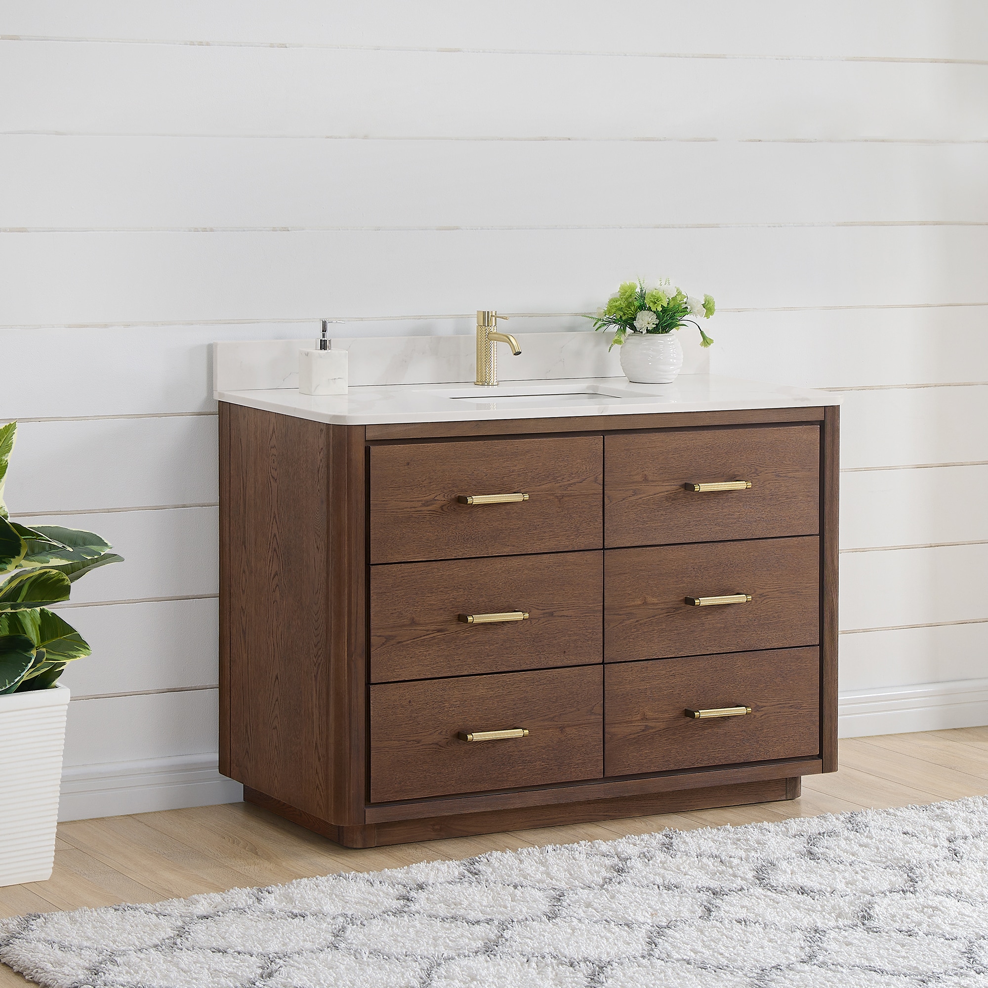 Vinnova Porto 48 in. Free-standing Single Bath Vanity in Aged Natural ...