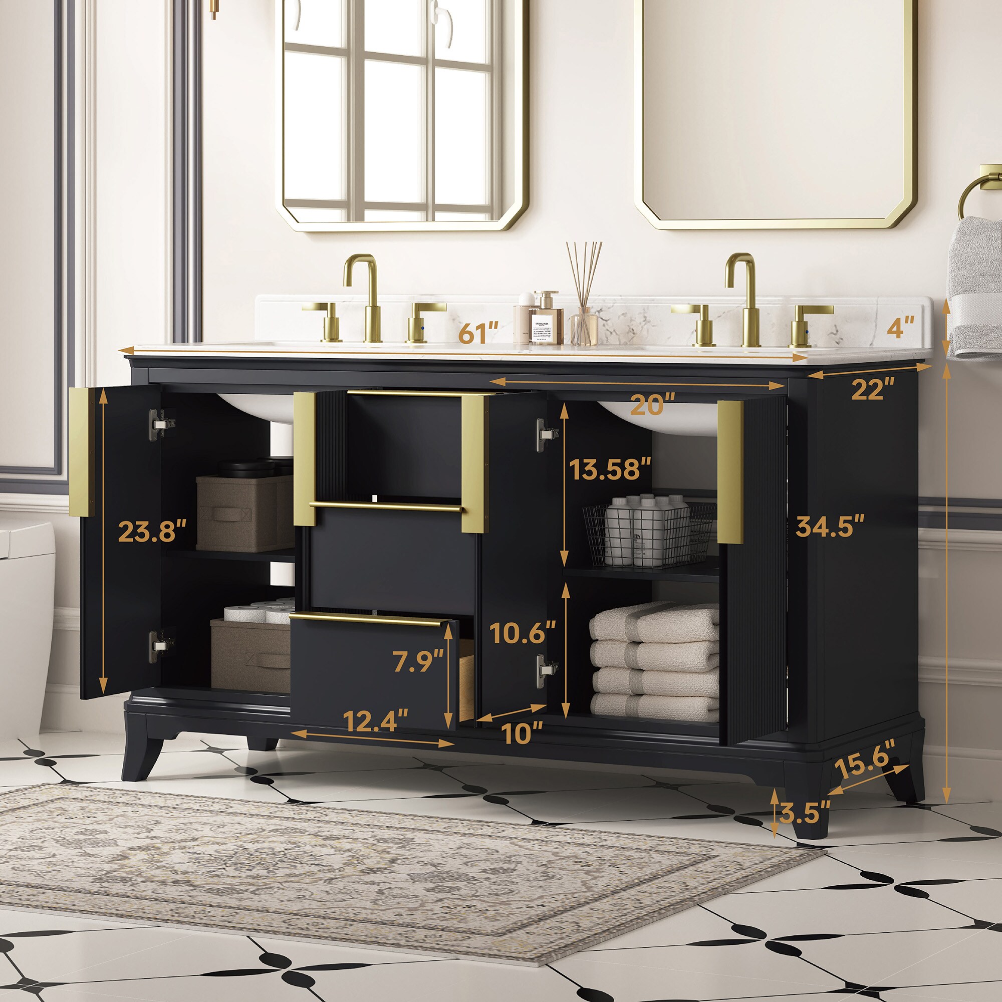 DELUXE LIVING V24022-60NB Bath-Vanity-Combo - View #6