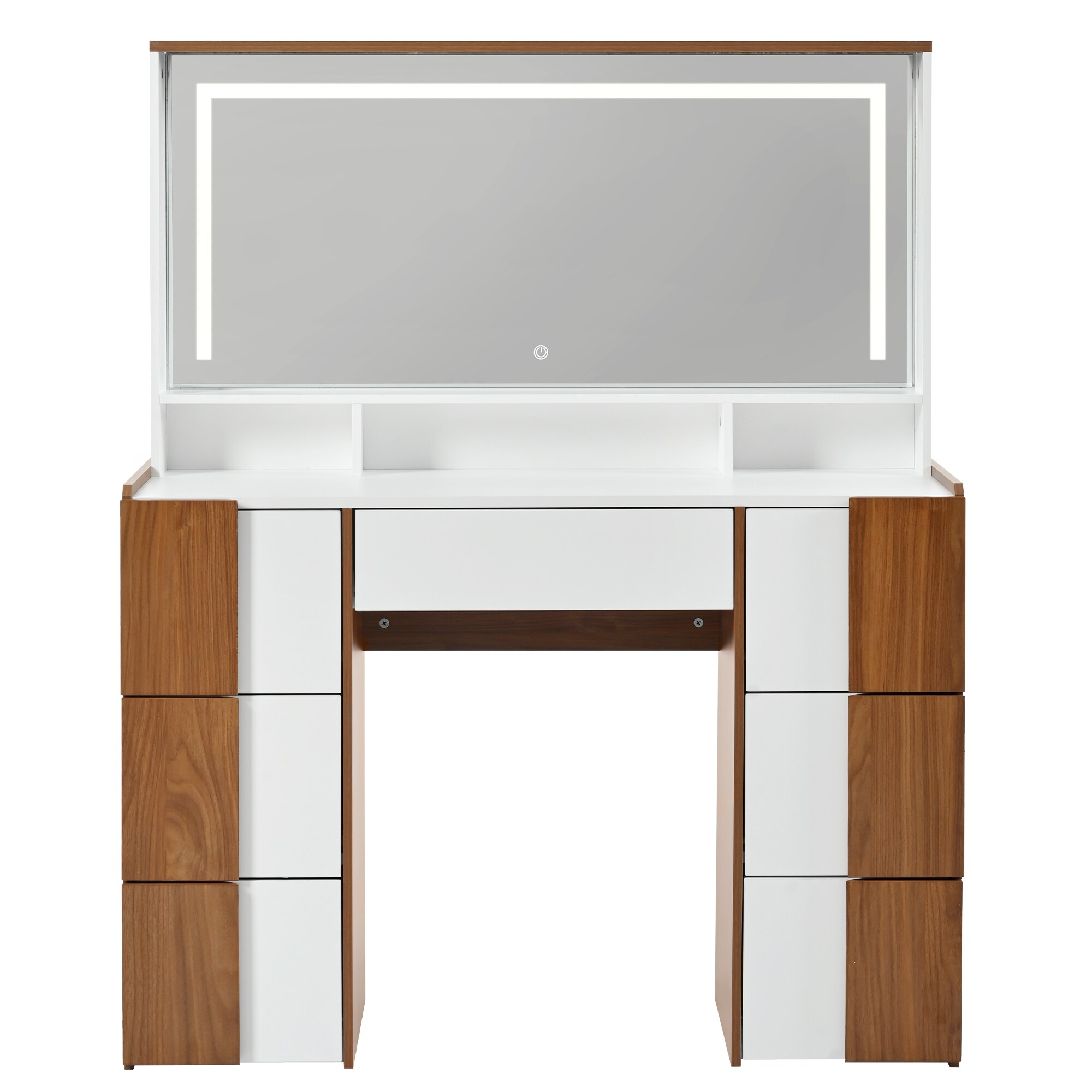 Bybafun White Mdf Base with Mdf Wood Top Rolling Kitchen Island (15.8-in x 56.3-in x 37.1-in)
