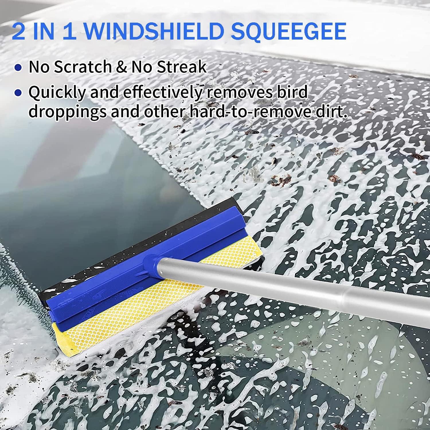 Afoxsos 4 in 1 Window Squeegee Cleaning Kit 79 inch Extension Pole 270 ...