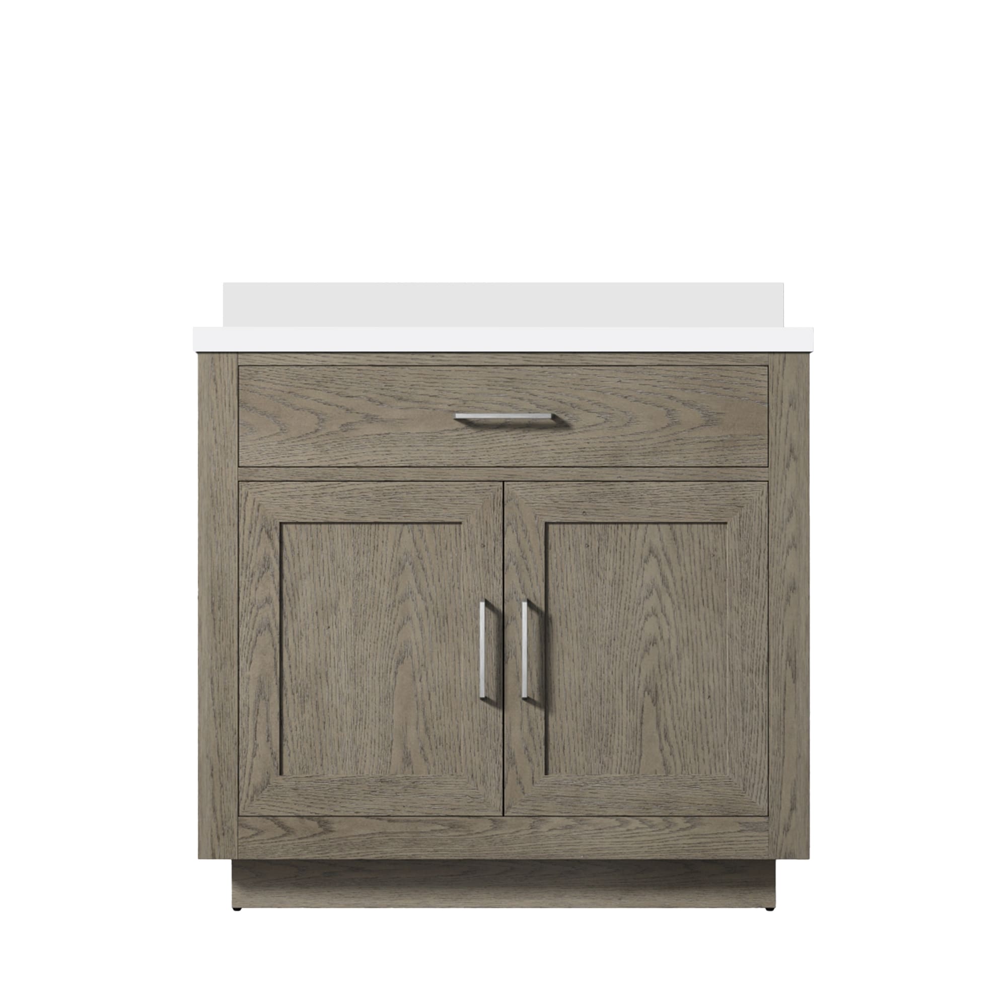 Lexora LVGI36SR300 Gilroy 36-in Grey Oak Single Sink Bathroom Vanity with White Cultured Marble Top