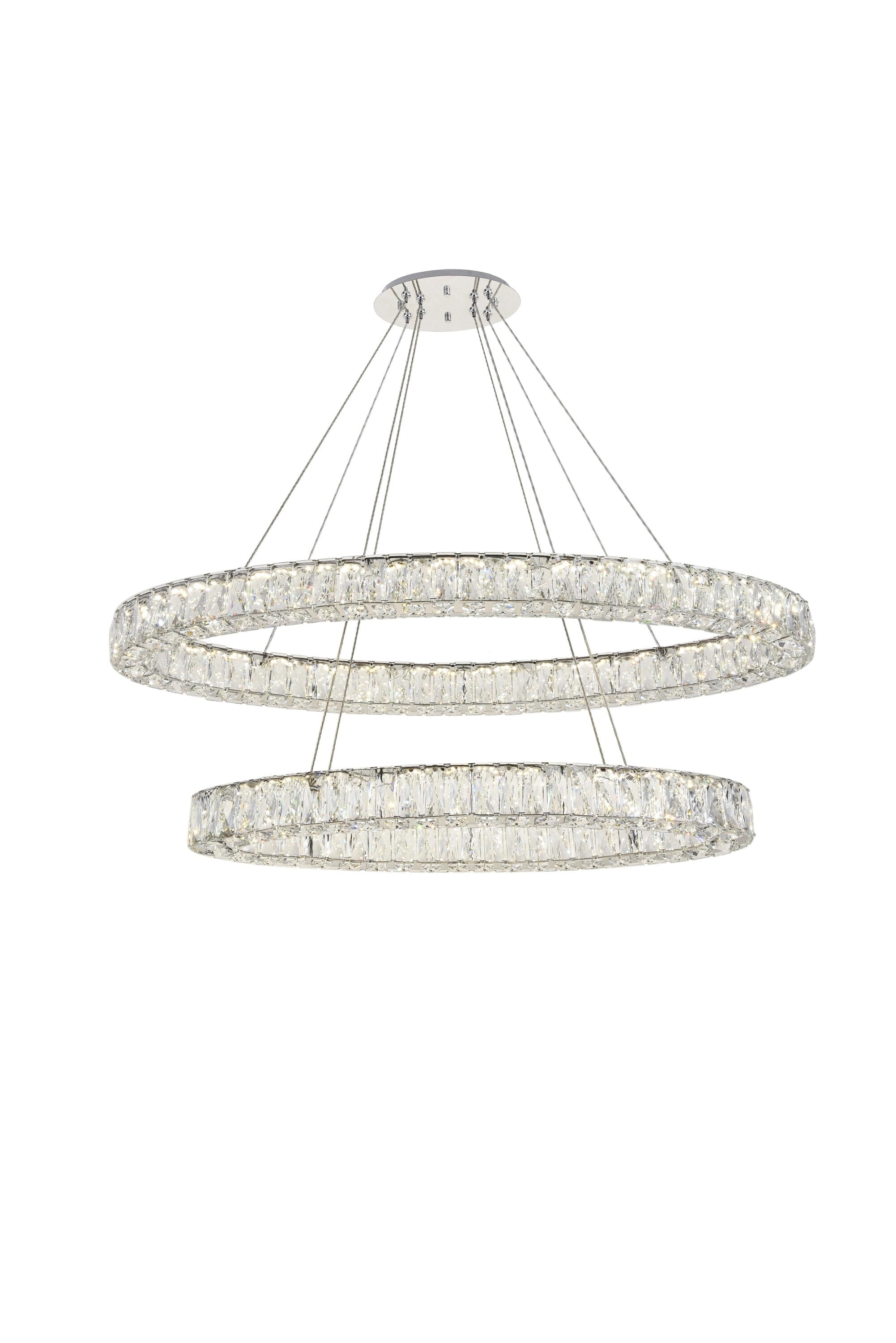 Elegant Decor HF10509D48C Home Furnishing 2 -Light Chrome Modern/contemporary Integrated LED Crystal For Use in Bedrooms, Dining Rooms, Foyers, Kitchens, Living Rooms Chandelier