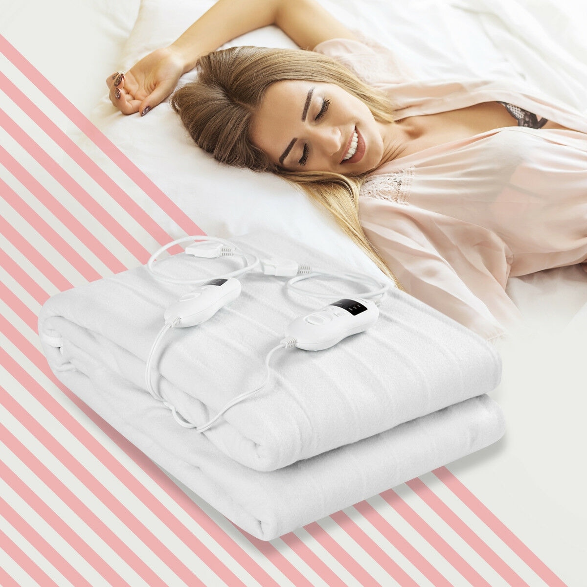 Costway CSHY000753 Electric Heated Mattress Pad Safe Queen 8 Temperature 10h Timer