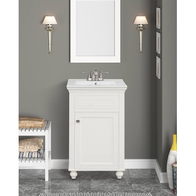 White Single Sink Bathroom Vanity With, 20 Inch White Vanity With Sink