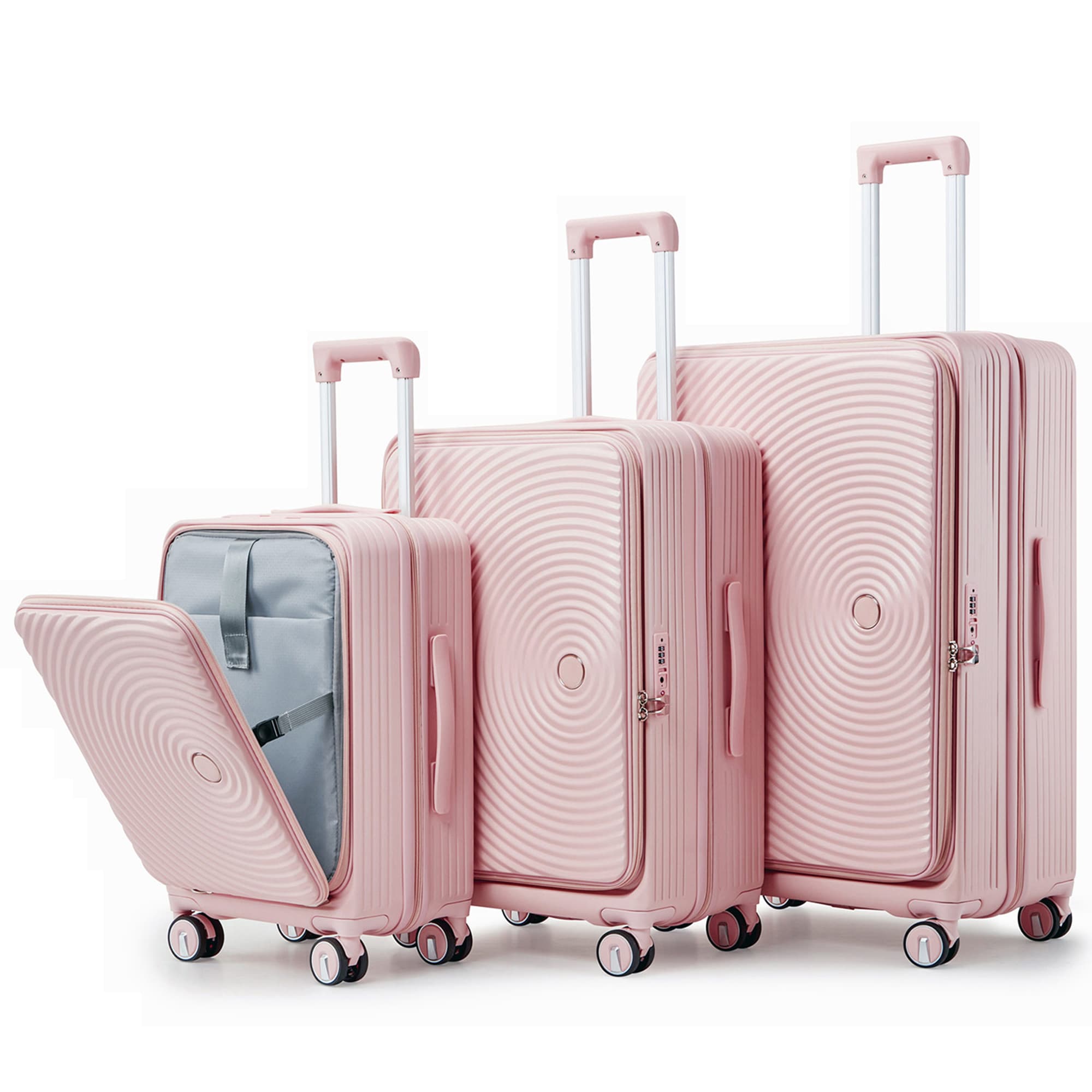 SINOFURN SYD9200003PK 19.3x12.2x29.2 Pink Plastic Hardshell Suitcase set 3 -Bag