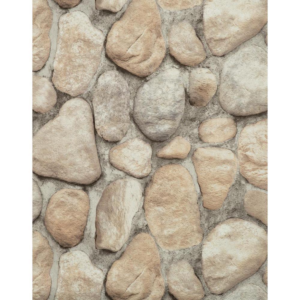 York Wallcoverings Modern Rustic 57.2-sq Ft Gray Vinyl Textured Stone ...