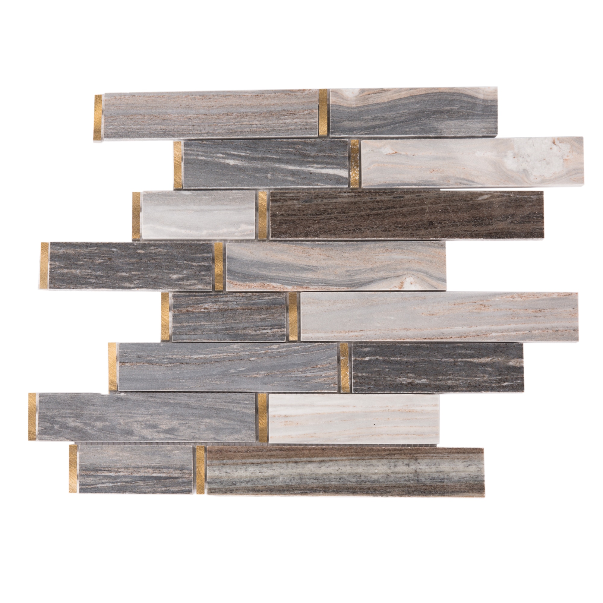 GBI Tile & Stone Inc. 1031620 Mattone Palissandro Blue 12-in x 12-in Polished Natural Stone Marble Linear Tile (0.97-sq. ft/ Piece)