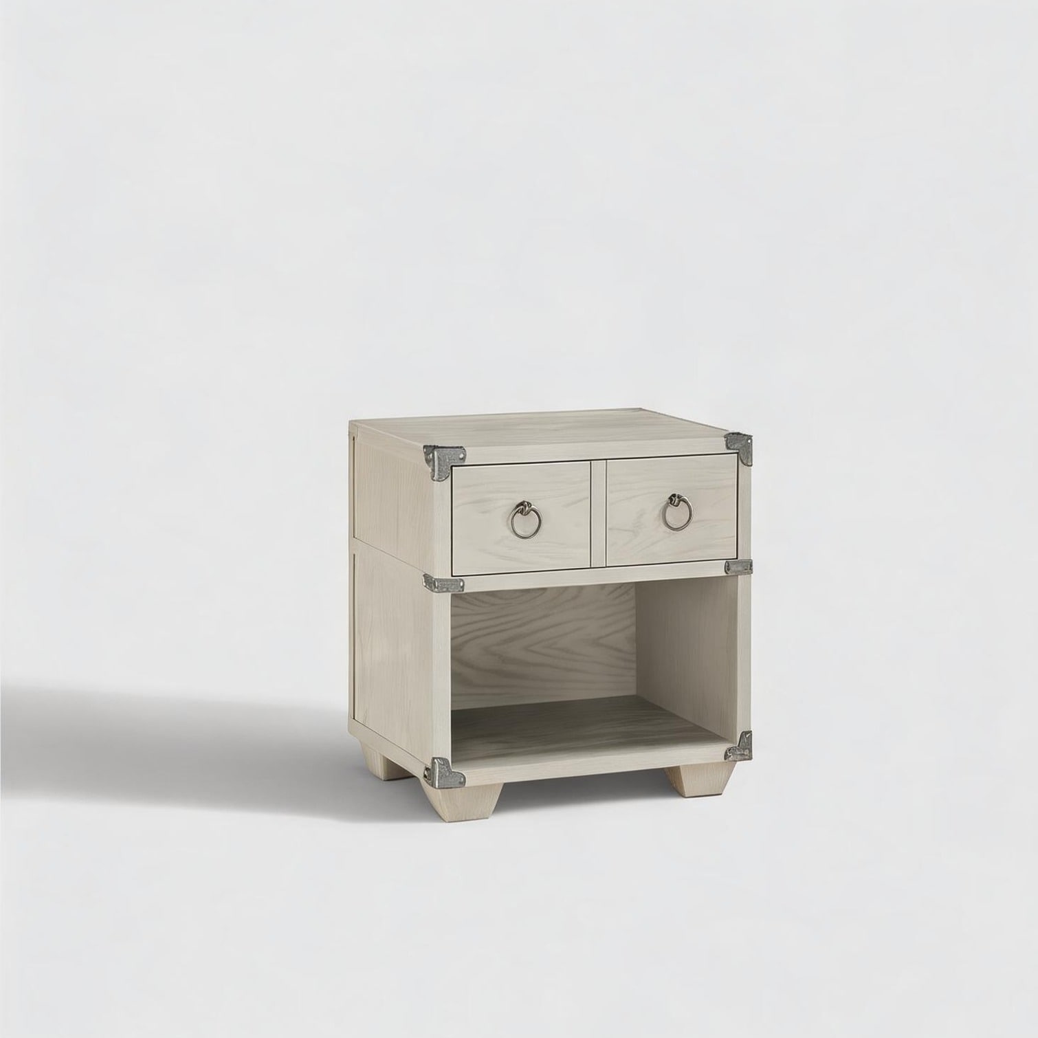 BBabe - Nightstand combining 2-Drawer Wood and Drawers with As Pic and Metal Frame Industrial Style