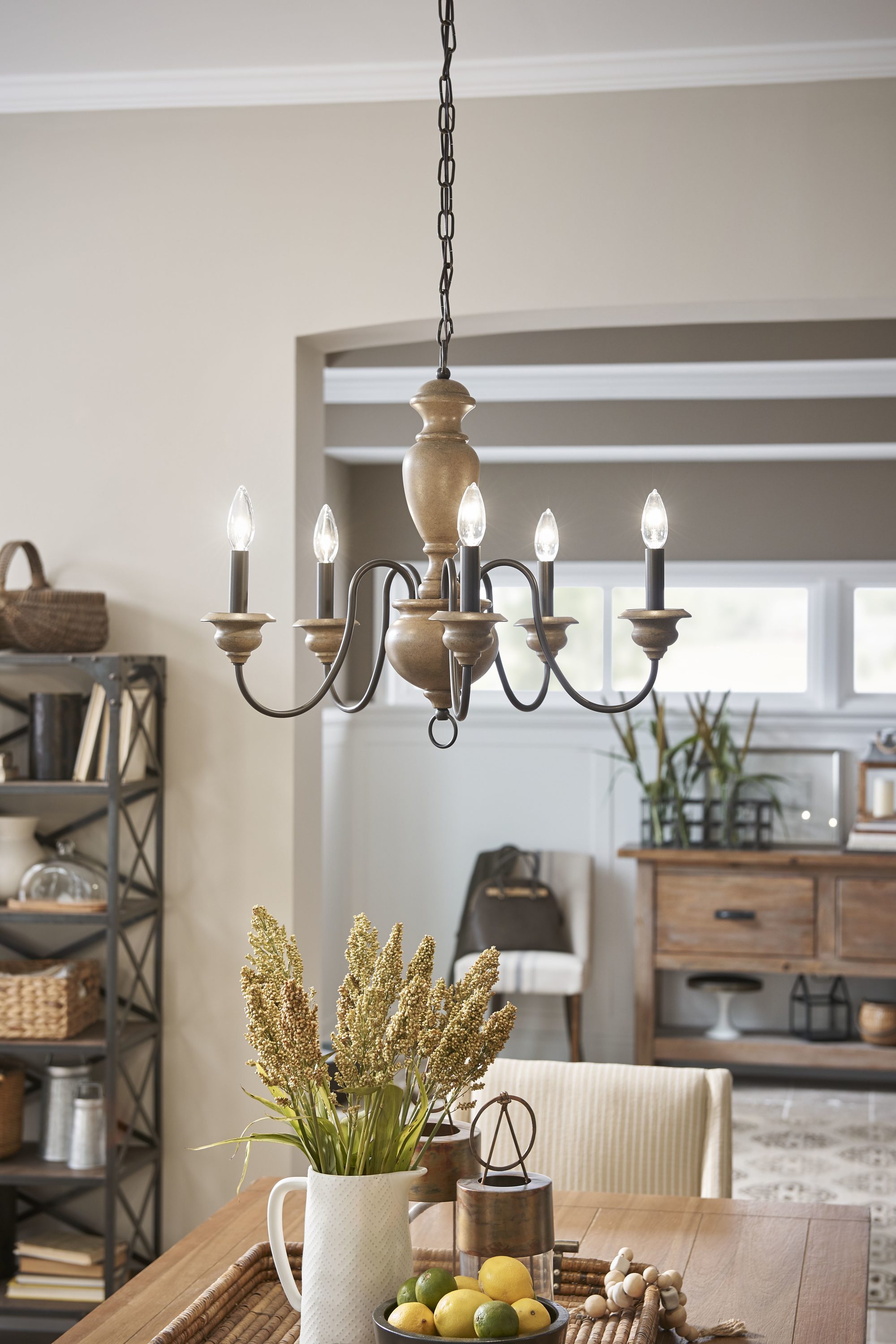 Kichler Beulah 5-Light Olde Bronze and Wood Tone French Country 