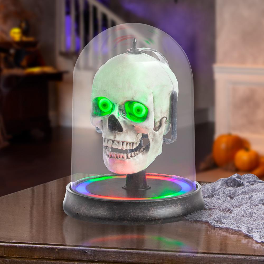 Gemmy talking interactive skulls hanging Halloween prop RARE animated light factory up l