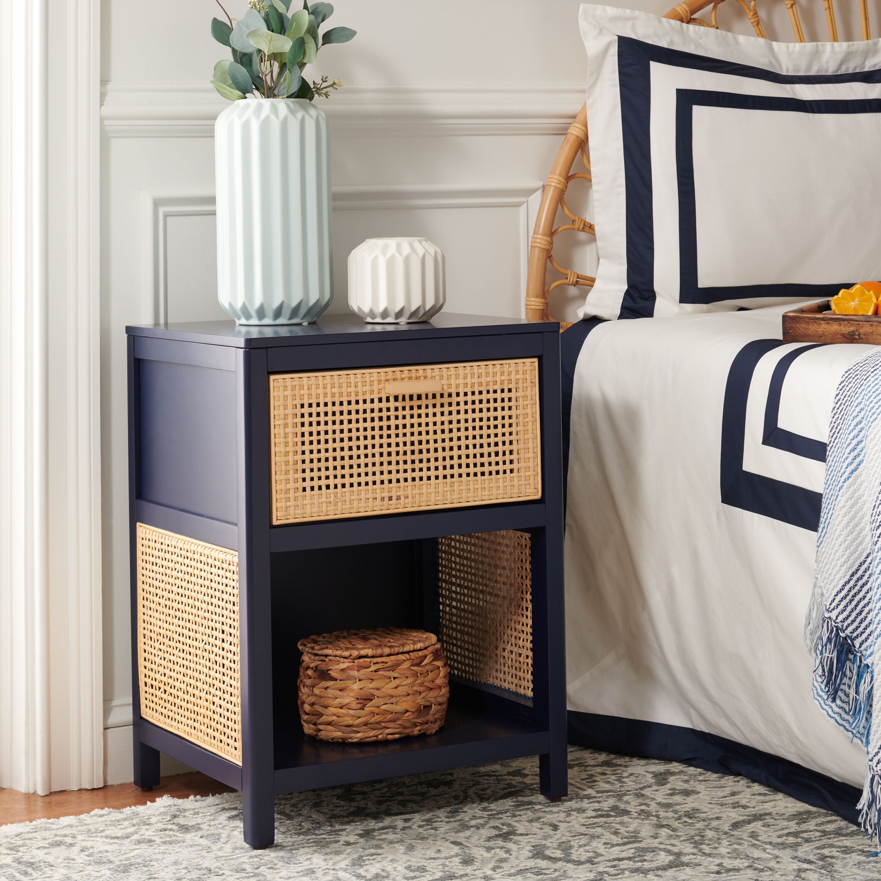 Safavieh Miya Night Stand/Navy/Natural at Lowes.com