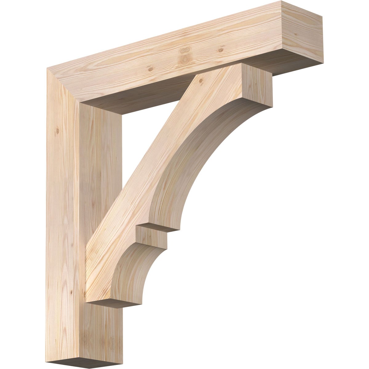 Ekena Millwork 1462196 Balboa Block Smooth Bracket with Offset Brace 7-1/2-in x 36-in x 36-in Douglas fir Brown Wood Standard bracket