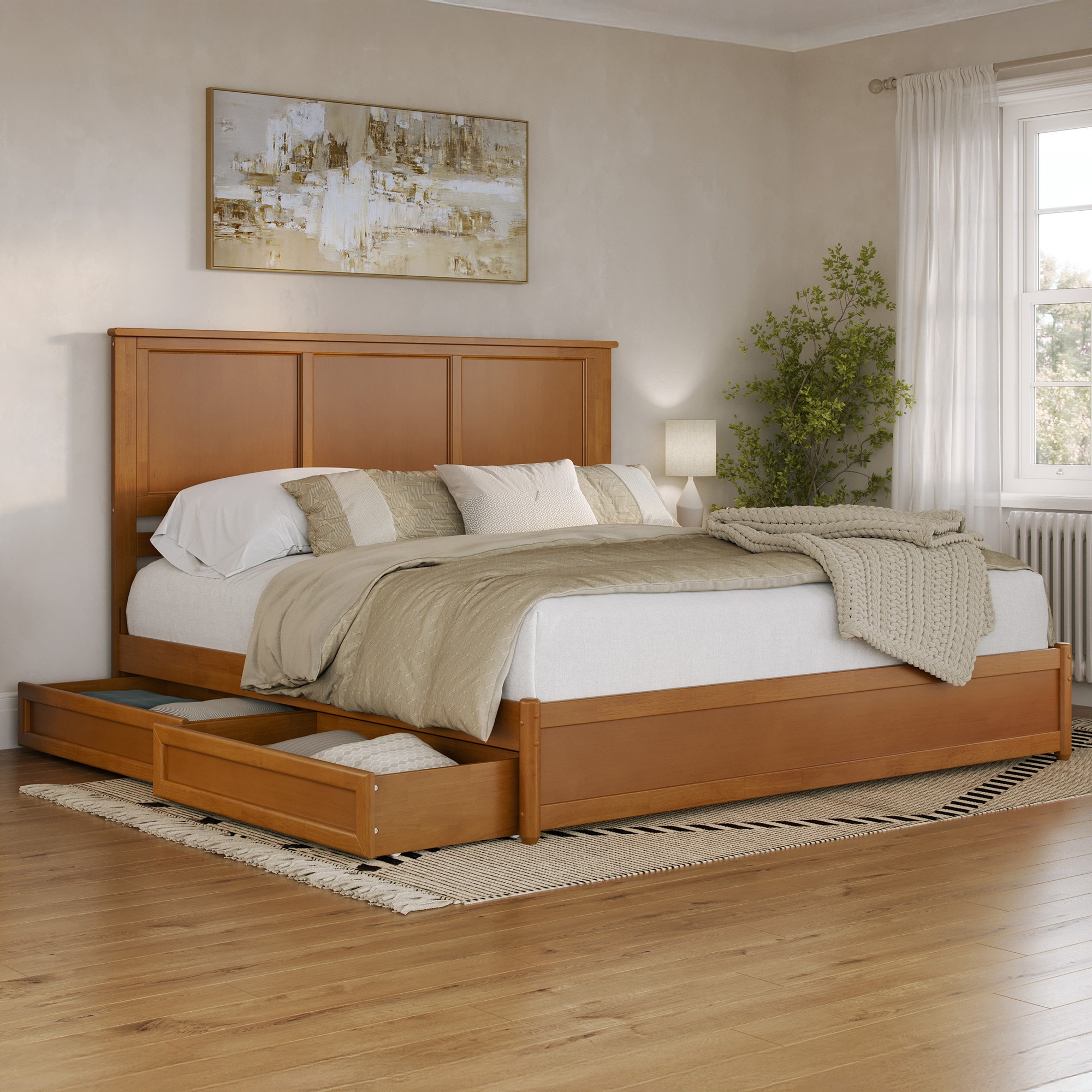 AFI AR868715T Felicity Light Toffee King Wood Platform Bed with Storage