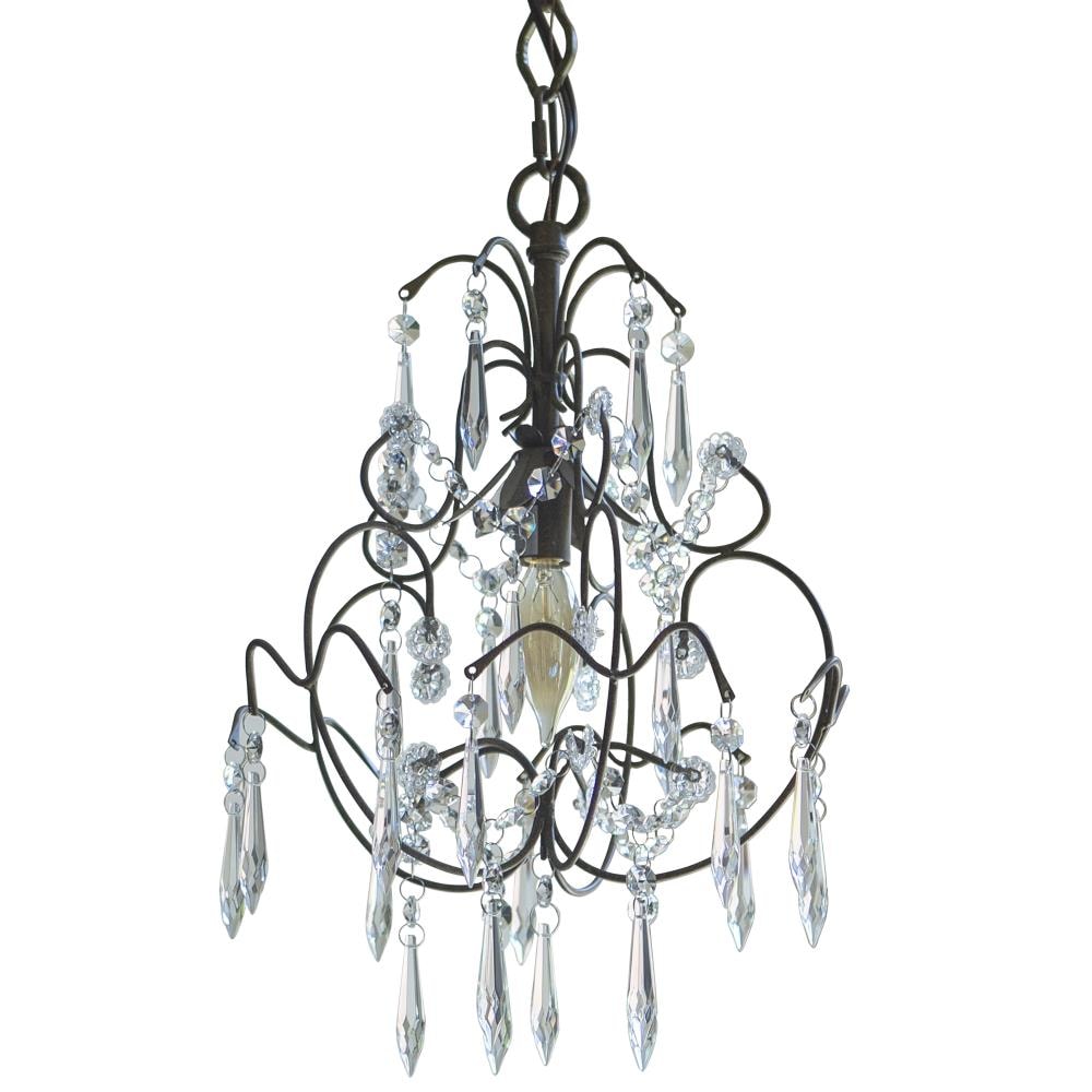 Decor Therapy CH1413 Mariella 1-Light Italian Rust with Crystal Dangles Mid-century Dry Rated Chandelier