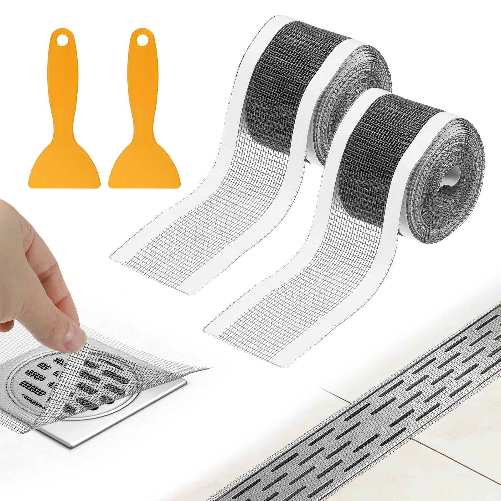 Unique Bargains - 2 Rolls Disposable Hair Drain Stickers 16.4ft 5cm Wide Self Adhesive Shower Dra...