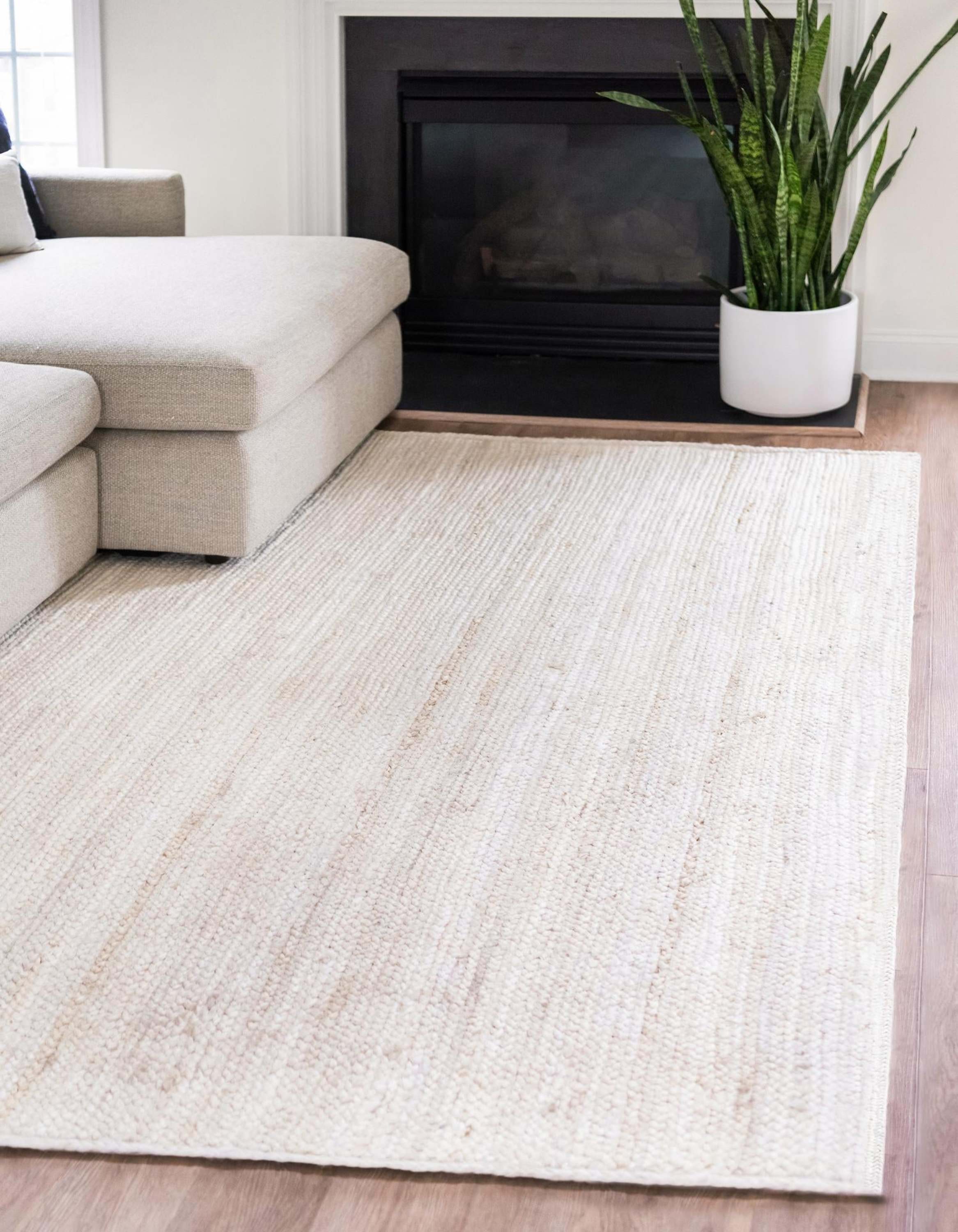 Jute & Cotton Rugs Hand Braided Square Area Rug Decorative Modern Living  Carpet