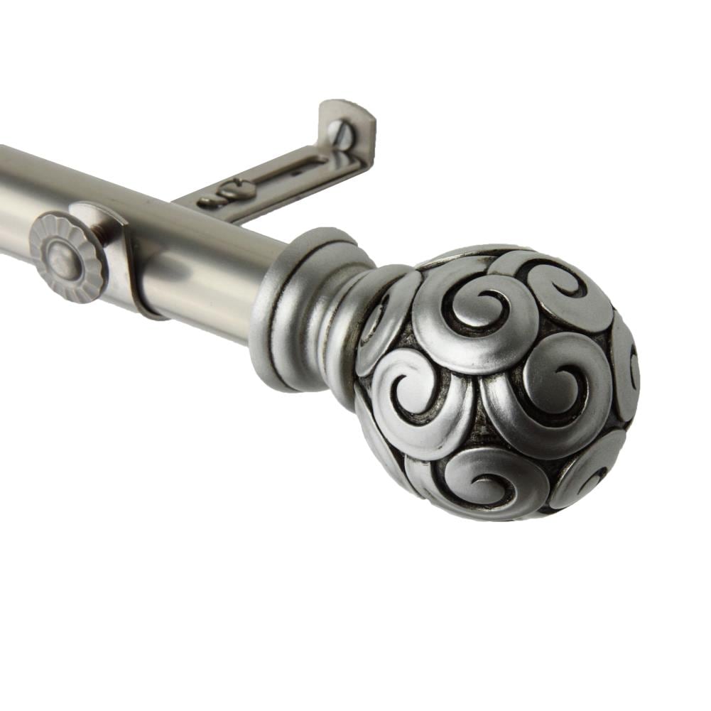 Hart & Harlow L4817-485 13/16-in Lillian 48-in to 84-in Satin Nickel Steel Single curtain rod with Finials