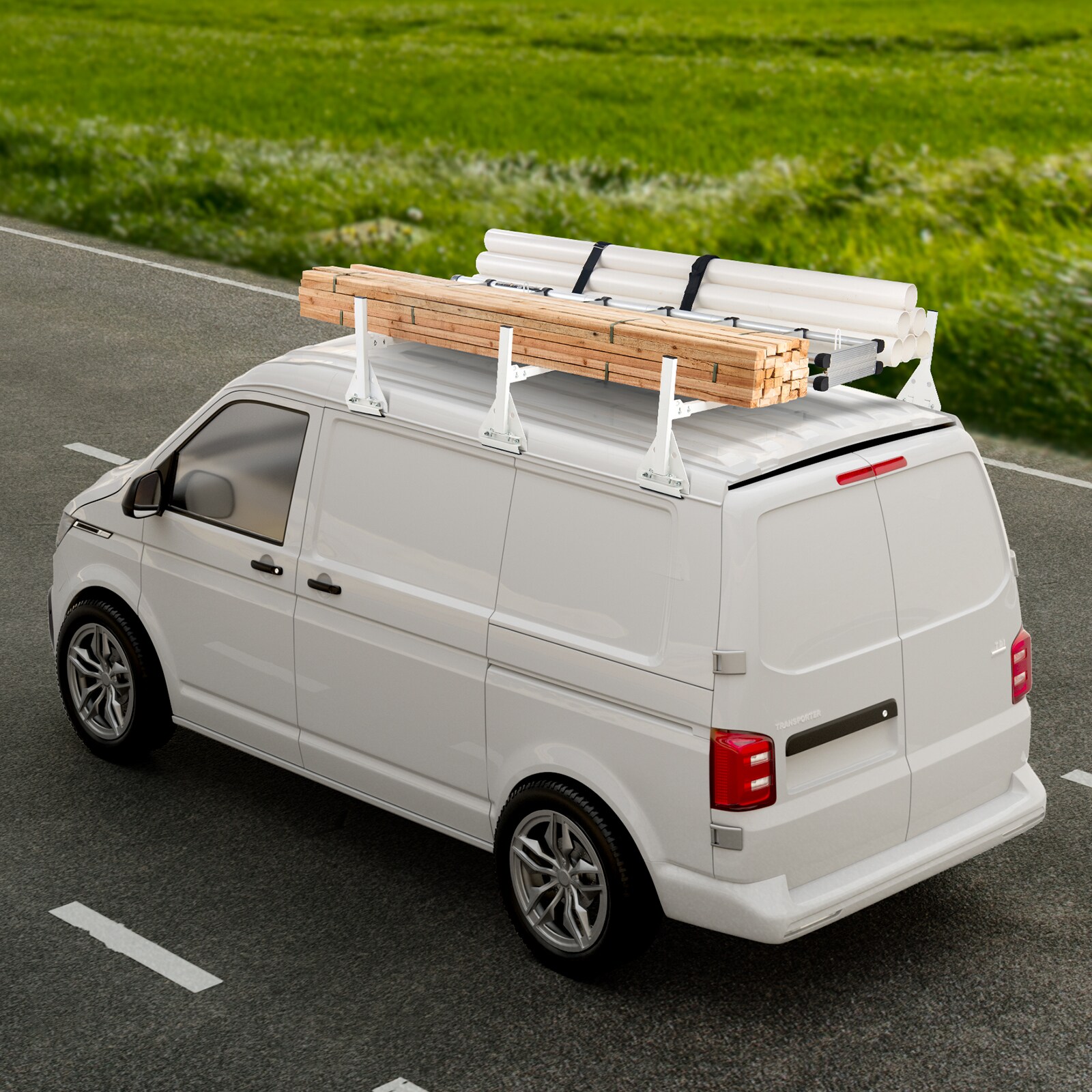 VEVOR Trailer Ladder Rack 64.6-in Steel Roof Ladder rack (Hardware Included)