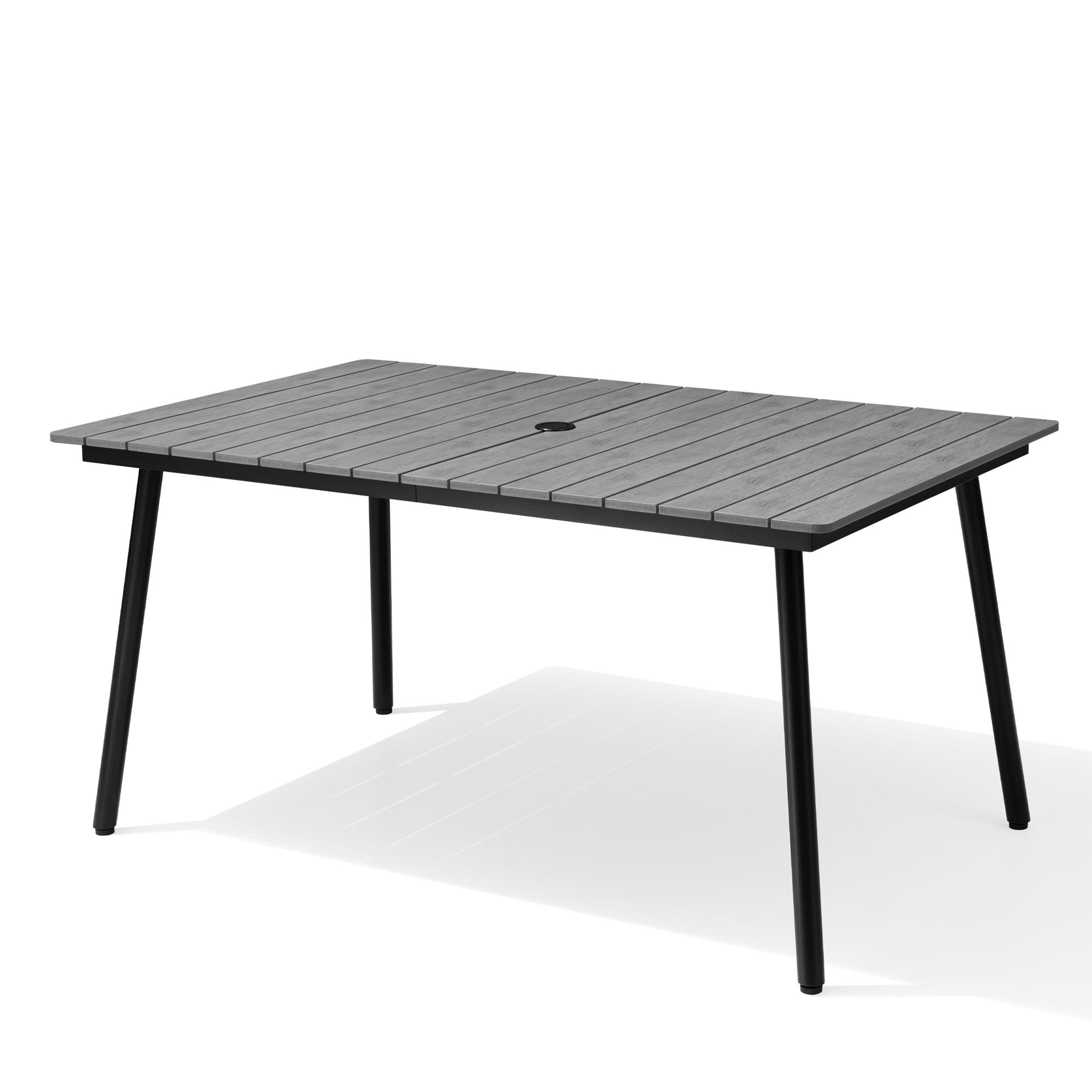 Pellebant PB-TB012GRY150 Patio Dining Table Rectangle Outdoor Dining Table 35.4-in W x 59-in L with Umbrella Hole