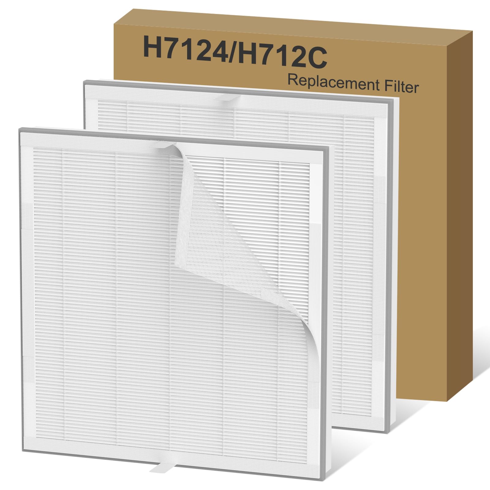 AKSCYZM  2 Pack H7124 compatible filter pack Compatible with GoveeLife H7124 H712C Smart Air Purifier 3 in 1 H13 True high-efficiency Washable