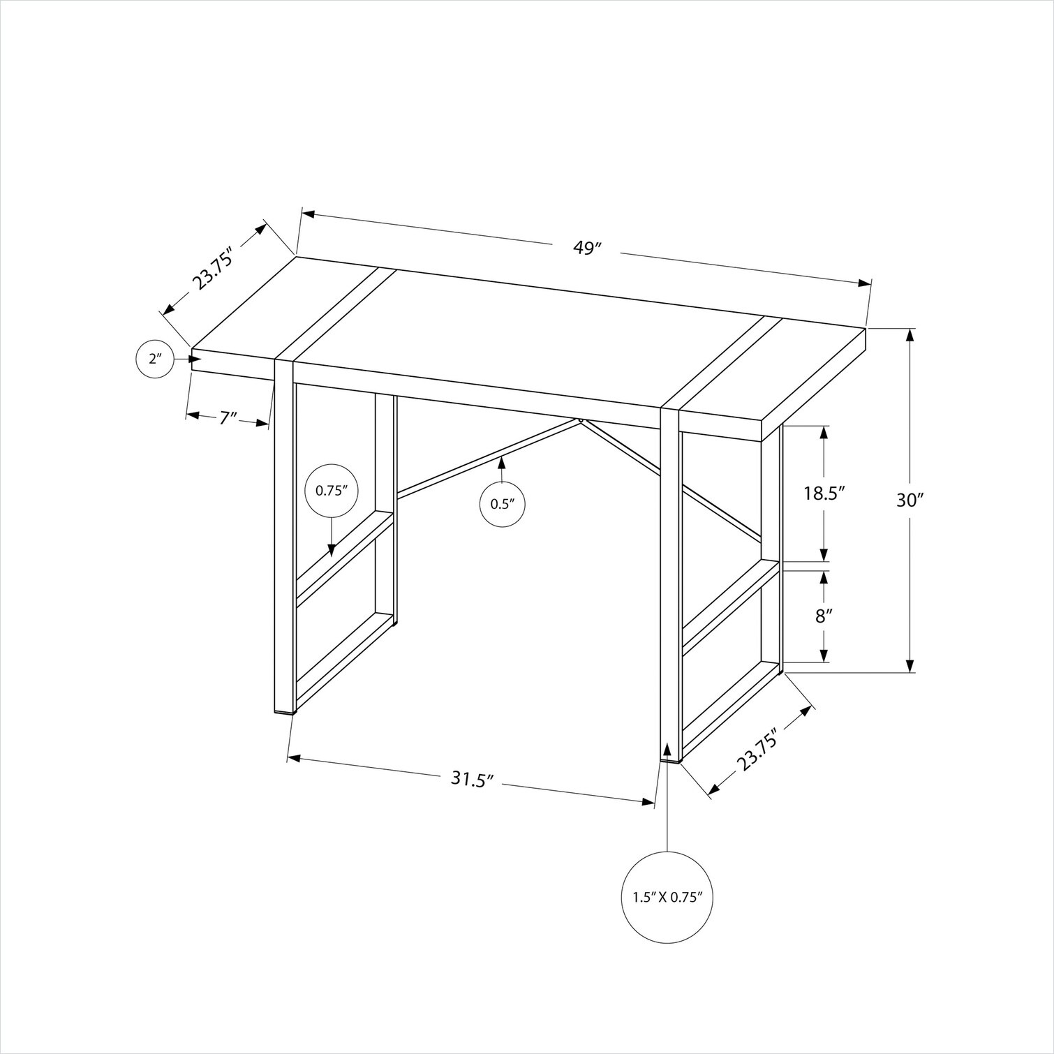 FlowLuxe MUK217PDNR9D desks - View #2