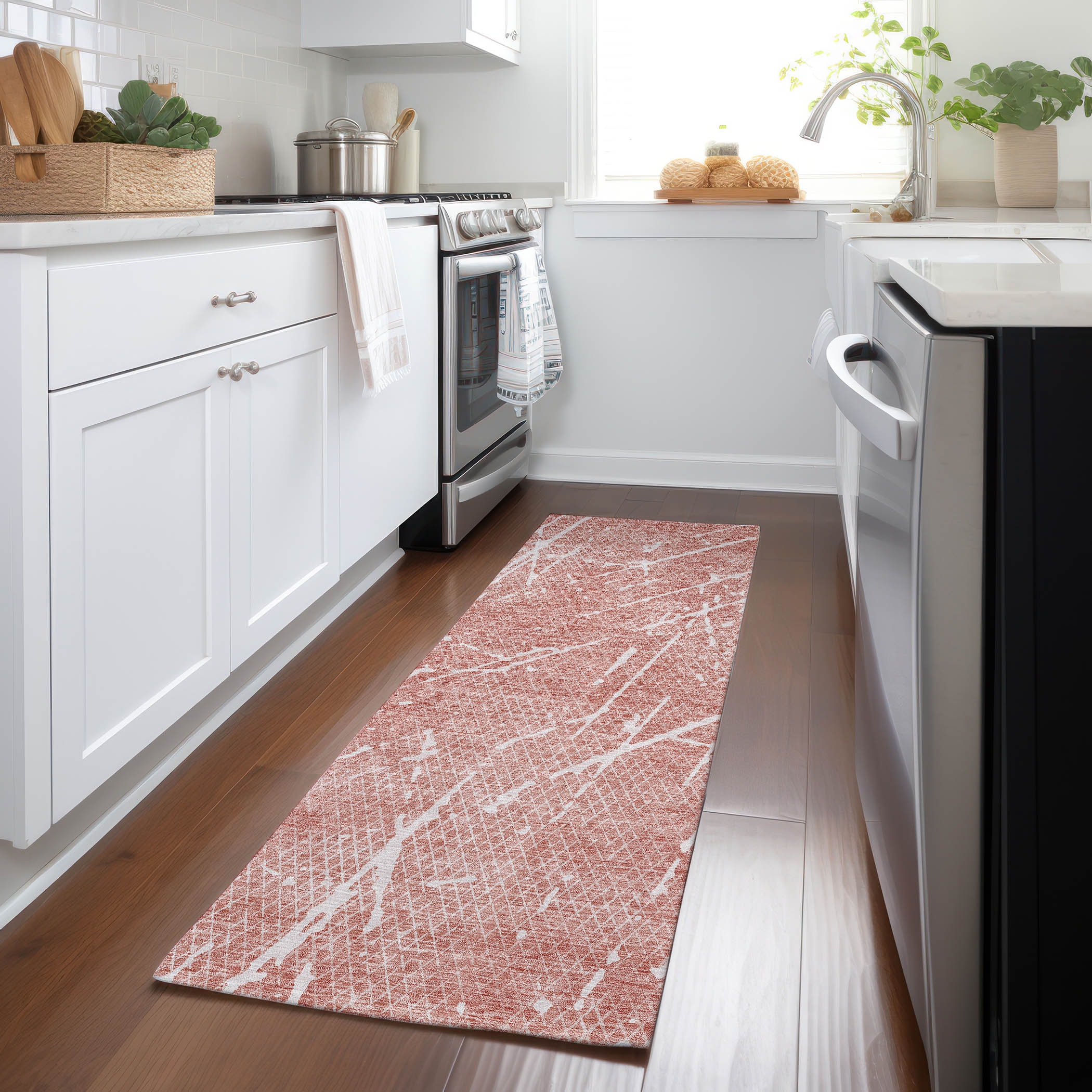 Addison Rugs ACN628BL2X8 Chantille ACN628BL 2 x 7 (ft) Polyester Blush Rectangular Indoor/Outdoor Geometric Machine washable Runner rug