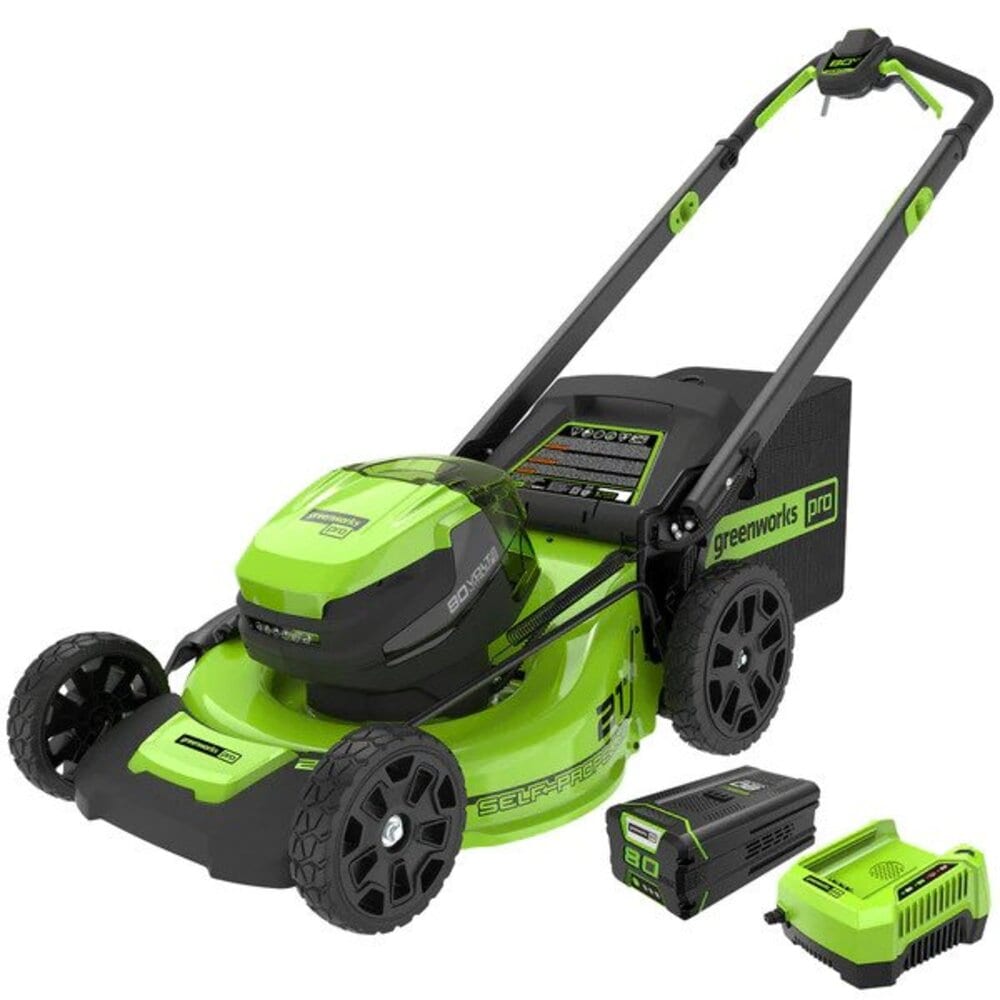 Pro 80-volt 21-in Cordless Self-propelled Lawn Mower 5 Ah (Battery and Charger Included) | - Greenworks MO80L511